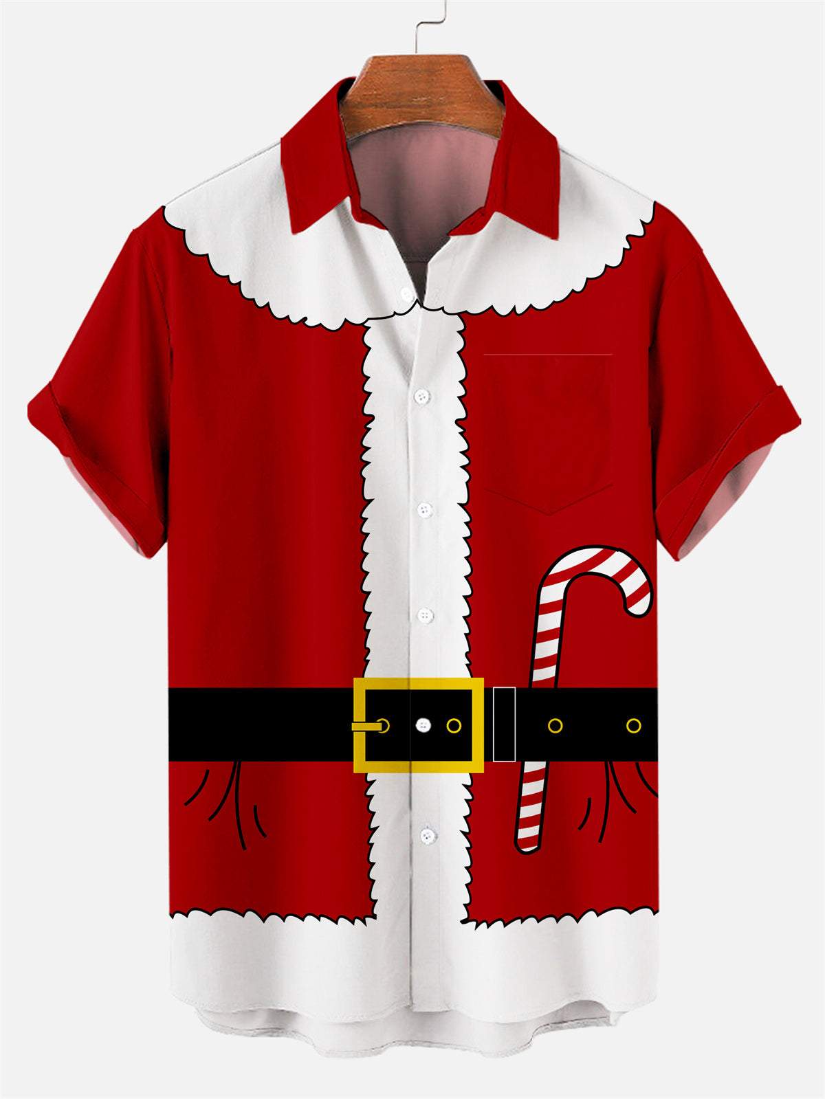Men's Santa Fun Pocket Short Sleeve Shirt-Garamode
