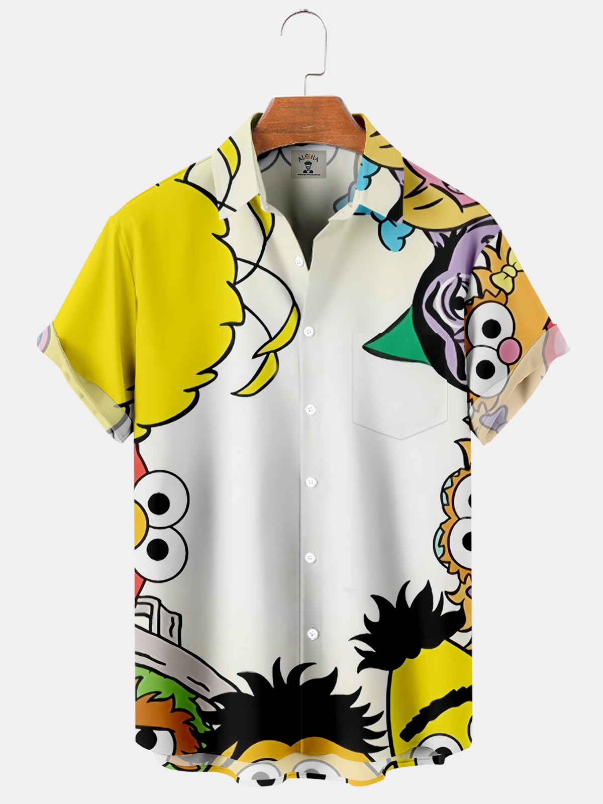Men's Fun Cartoon Retro Pocket Hawaiian Short Sleeve Shirt-Garamode
