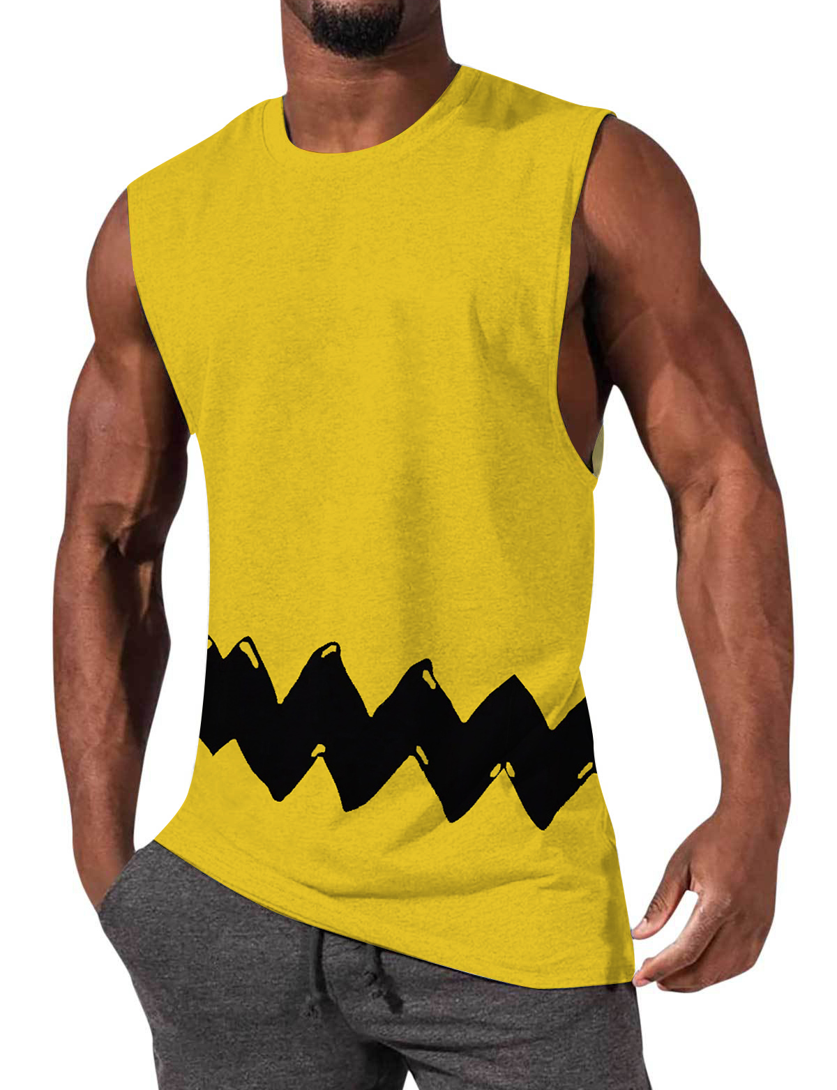 Men's Casual Cartoon Print Sleeveless Comfortable T-Shirt-Garamode