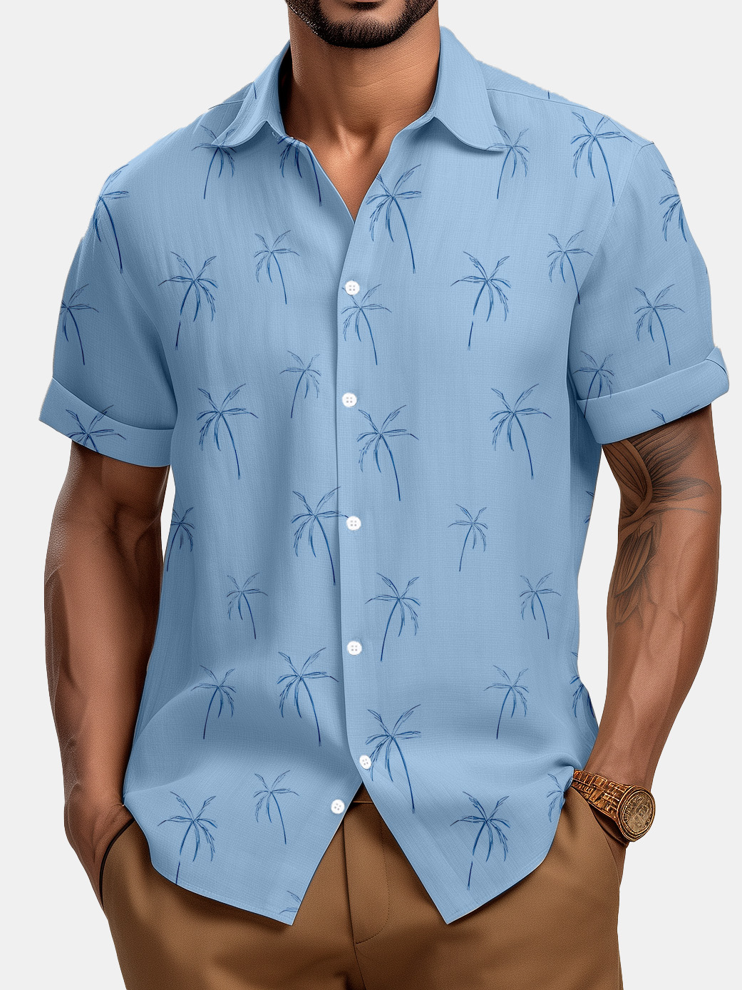 Men's Hawaiian Comfort Faux Hemp Coconut Short Sleeve Shirt