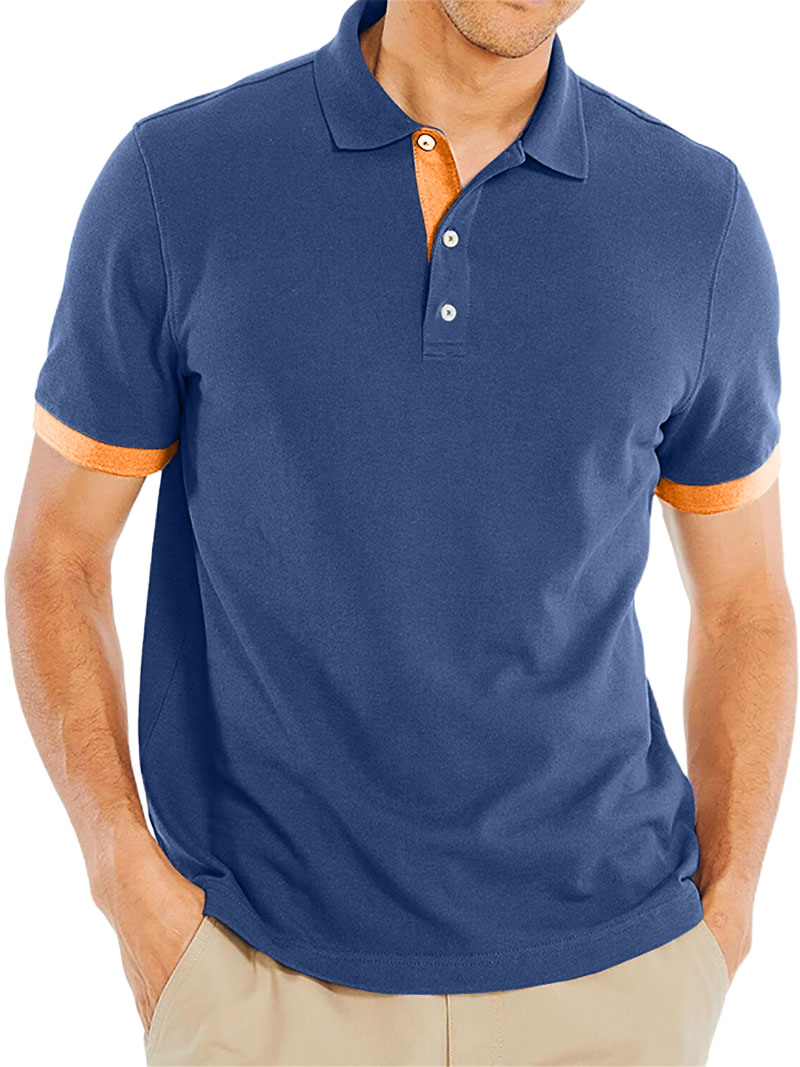 Men's Contrast Color Casual Daily Polo Shirt