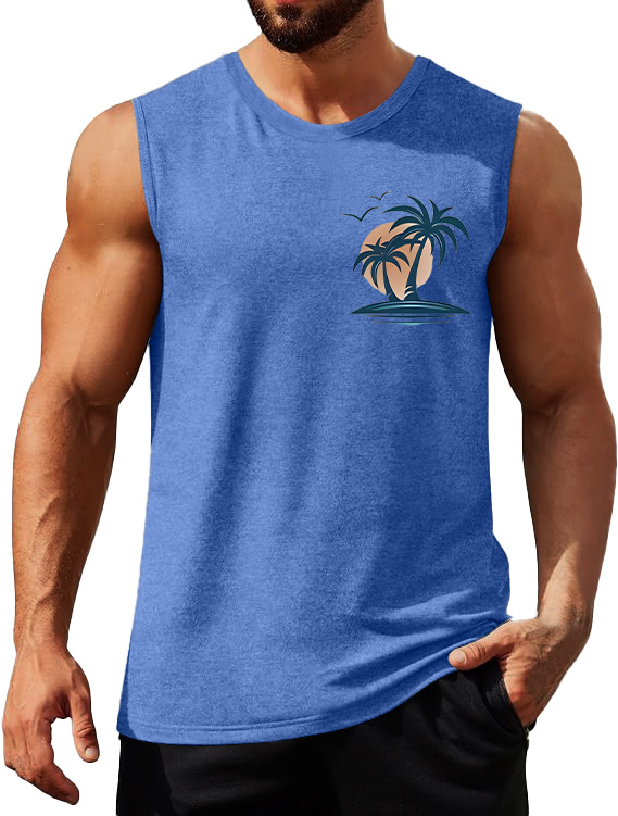 Men's Coconut Sunset Fitness Casual Sleeveless Tank Top