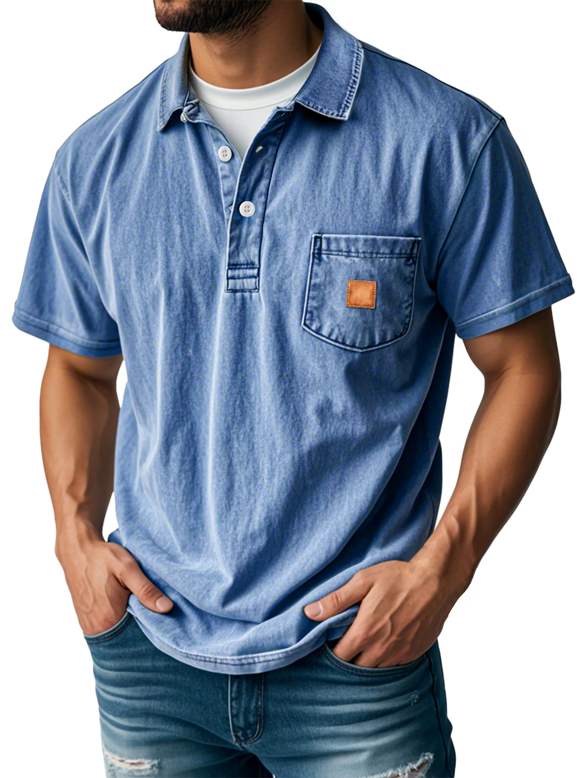 Men's Retro Lapel Pocket Casual Short Sleeve POLO Shirt