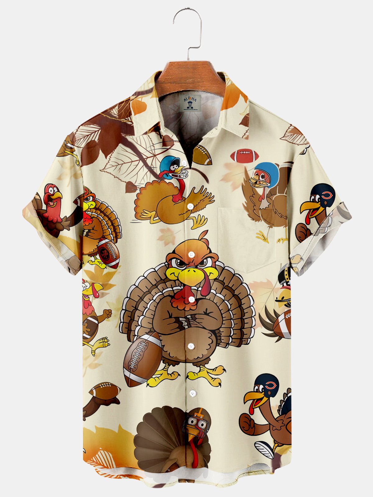 Thanksgiving Casual Loose Men's Plus Size Short-Sleeved Shirt-Garamode