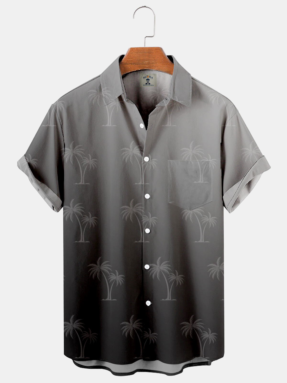 Men's Gradient Palm Tree Hawaiian Loose Casual Short Sleeve Shirt-Garamode