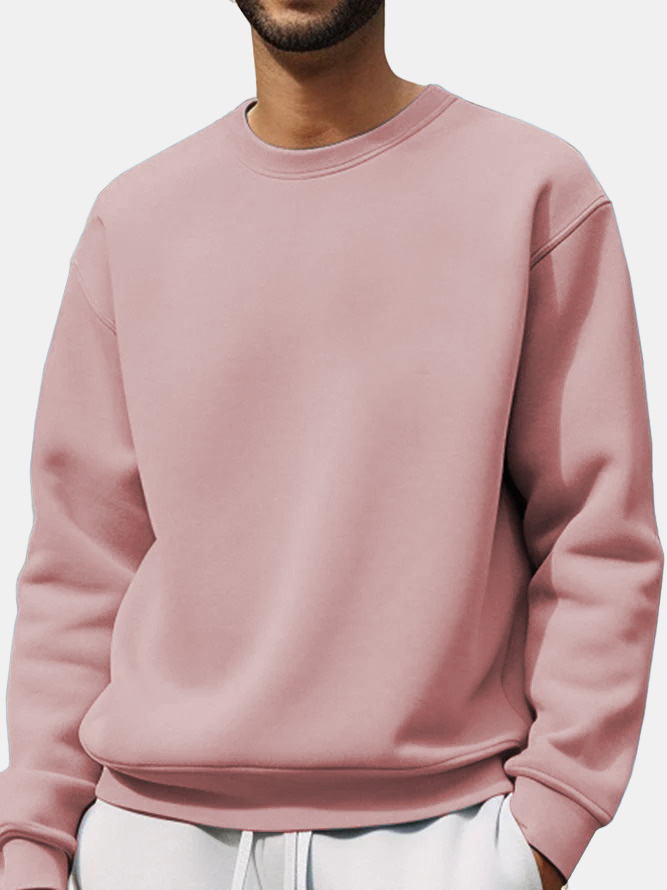 Men's Comfortable Solid Color Crew Neck Sweatshirt