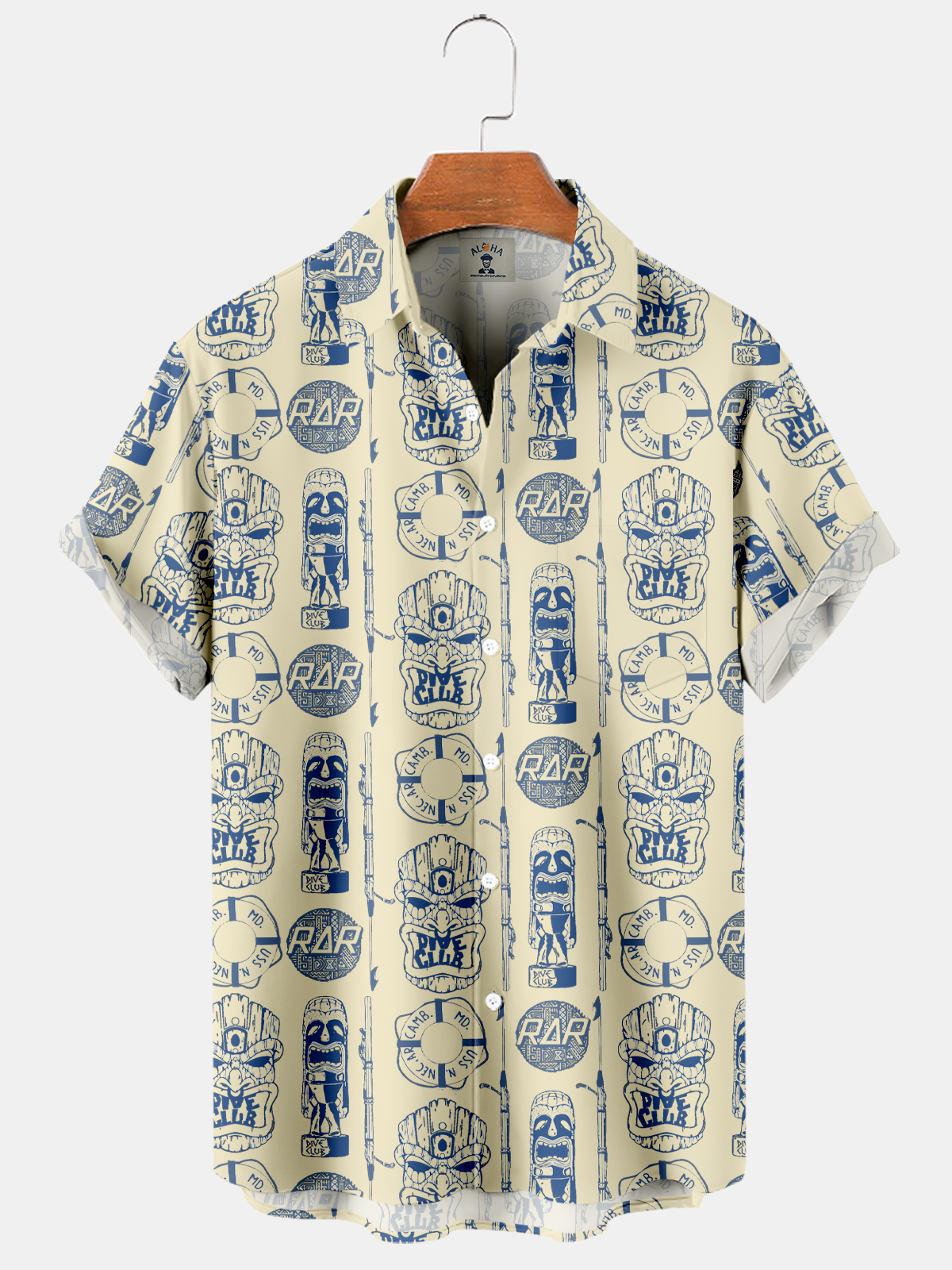Men's Hawaiian DIVE CLUB Print Short Sleeve Shirt-Garamode