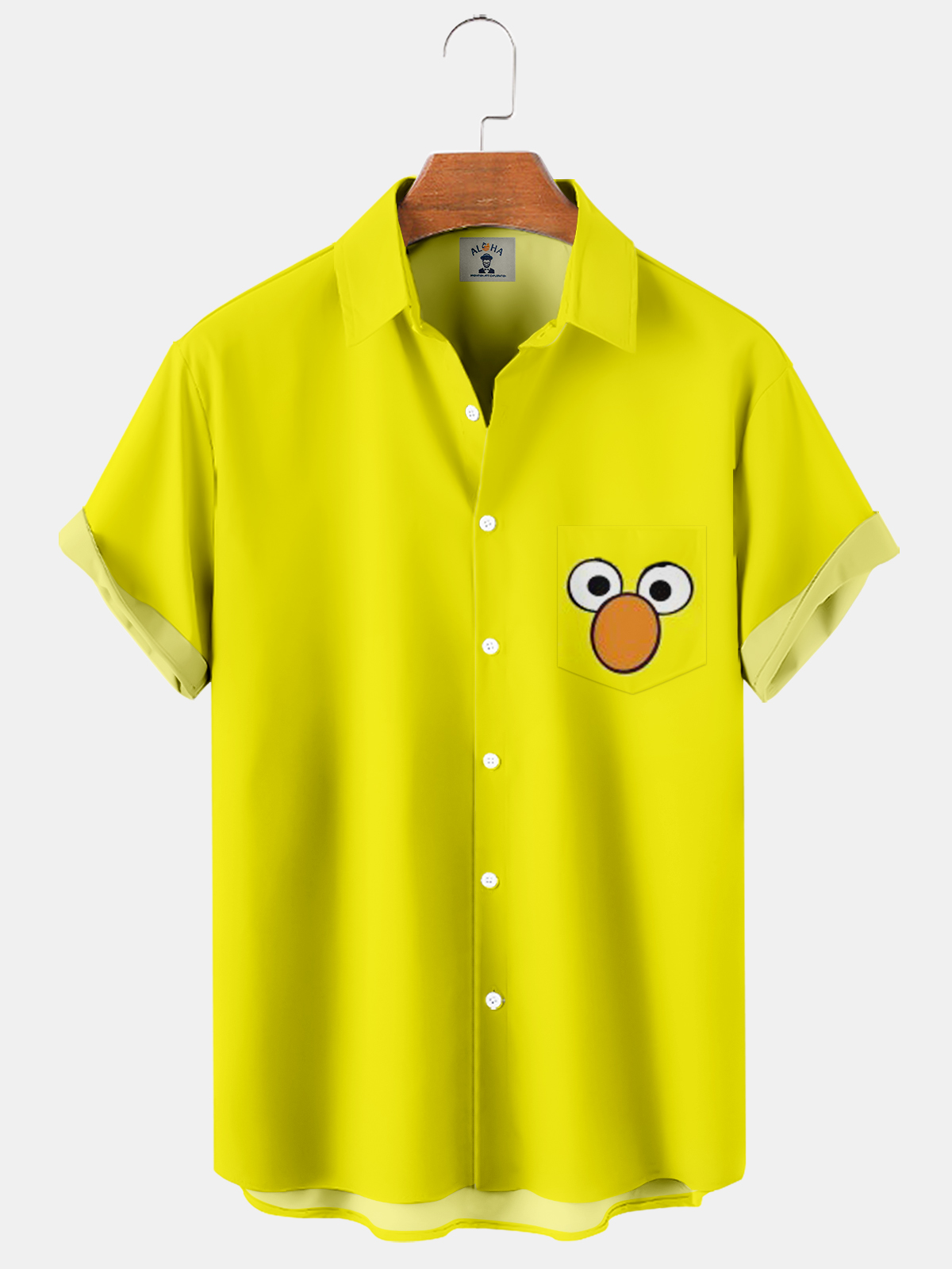 Men's Fun Cartoon Print Pocket Hawaiian Short Sleeve Shirt-Garamode