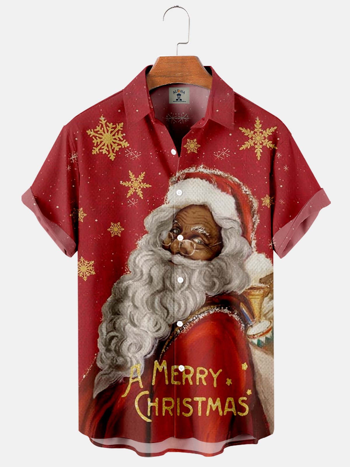 Men's Santa Black Pocket Short Sleeve Shirt-Garamode
