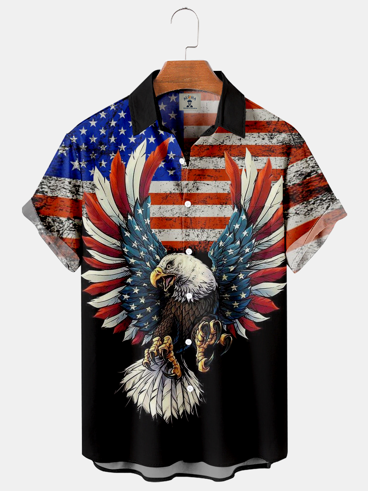 Men's American Eagle Flag Short Sleeve Shirt-Garamode