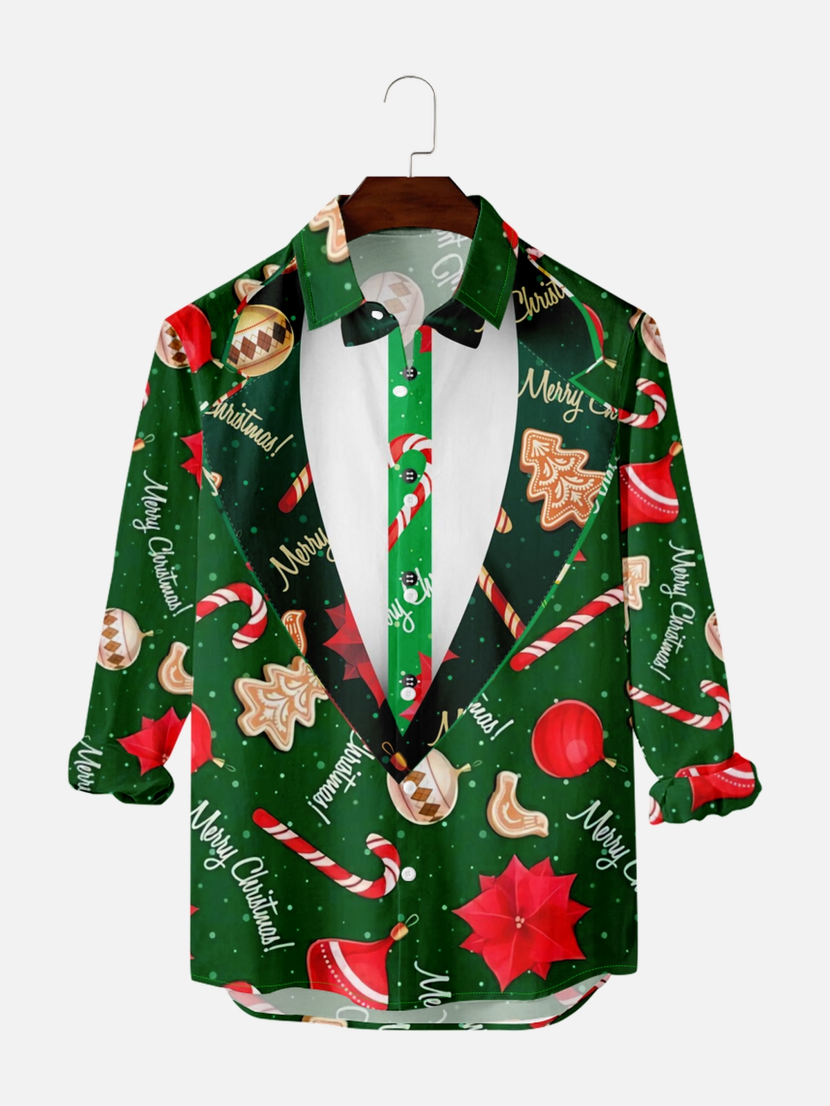 Men's Christmas Funny Christmas Dress Printed Long Sleeve Shirt-Garamode