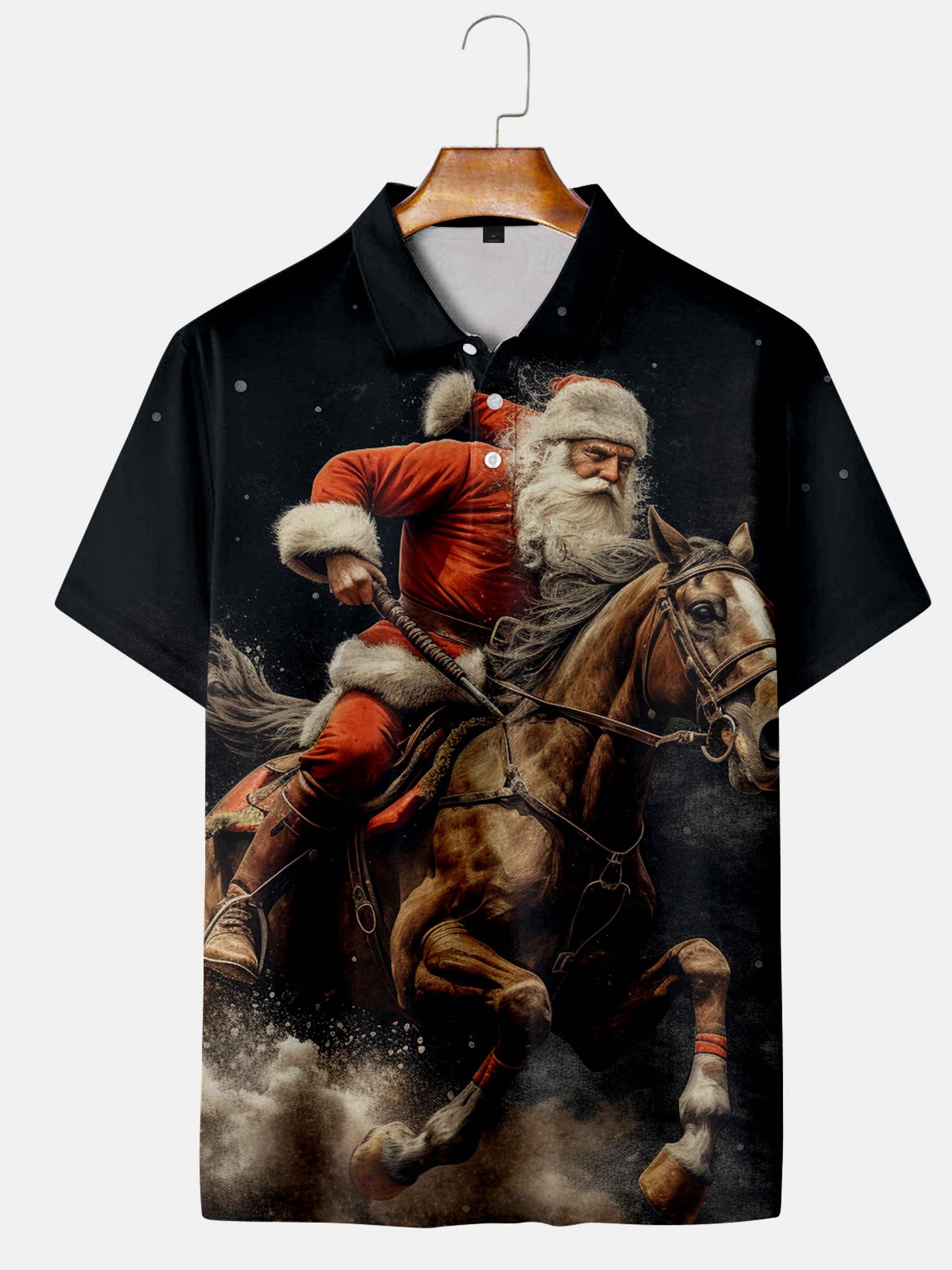 Christmas Santa Claus playing polo print polo shirt-Garamode