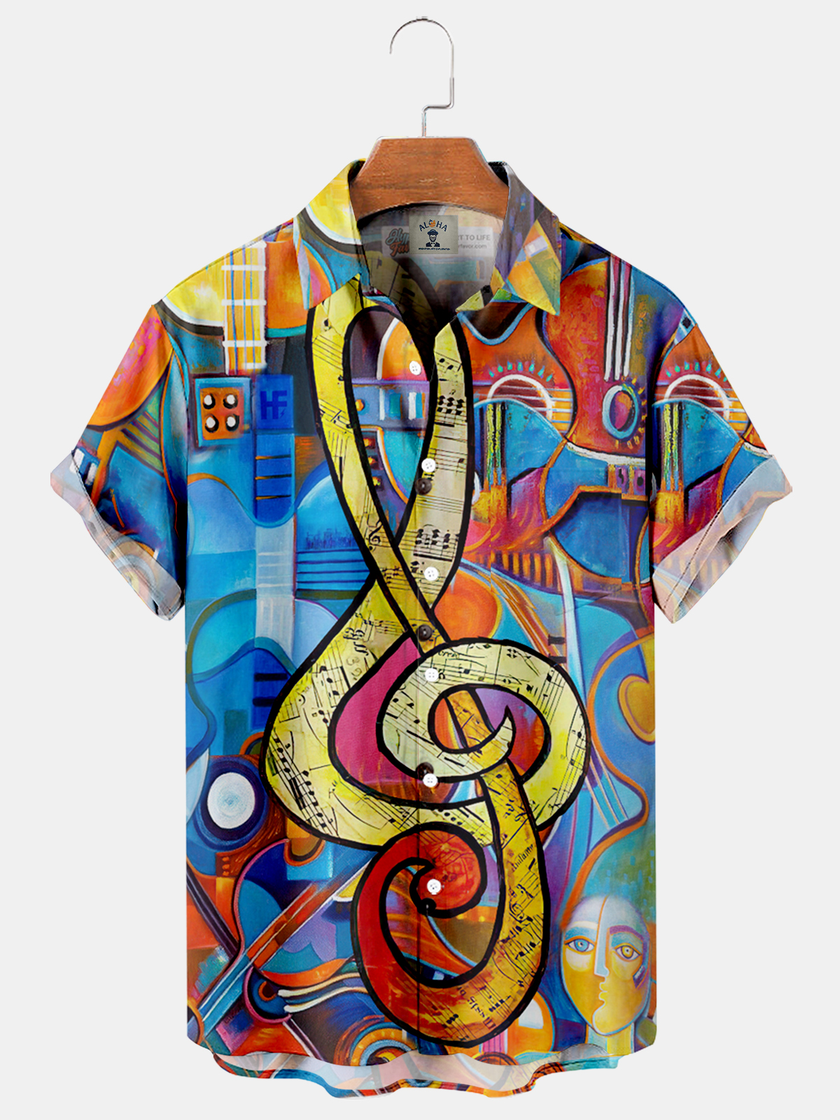 Men's Music Abstract Short Sleeve Shirt-Garamode