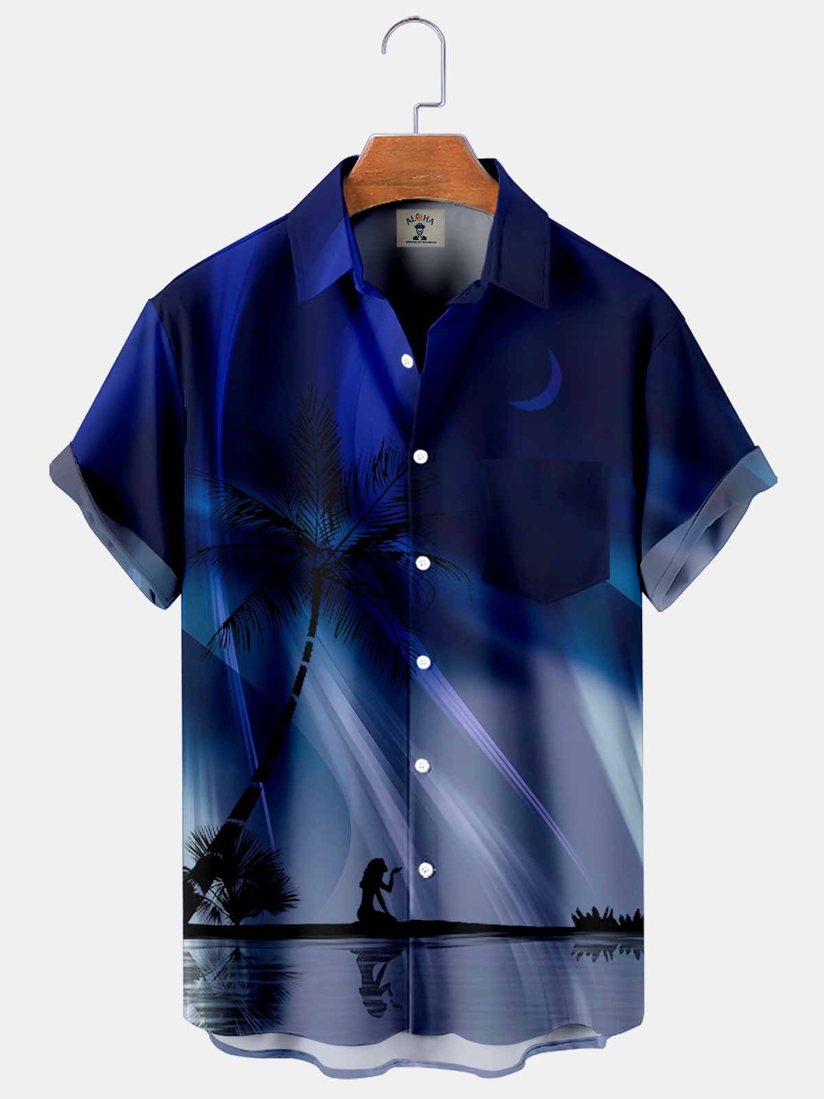 Hawaiian Fashion Coconut Tree Print Pocket Short Sleeve Shirt-Garamode