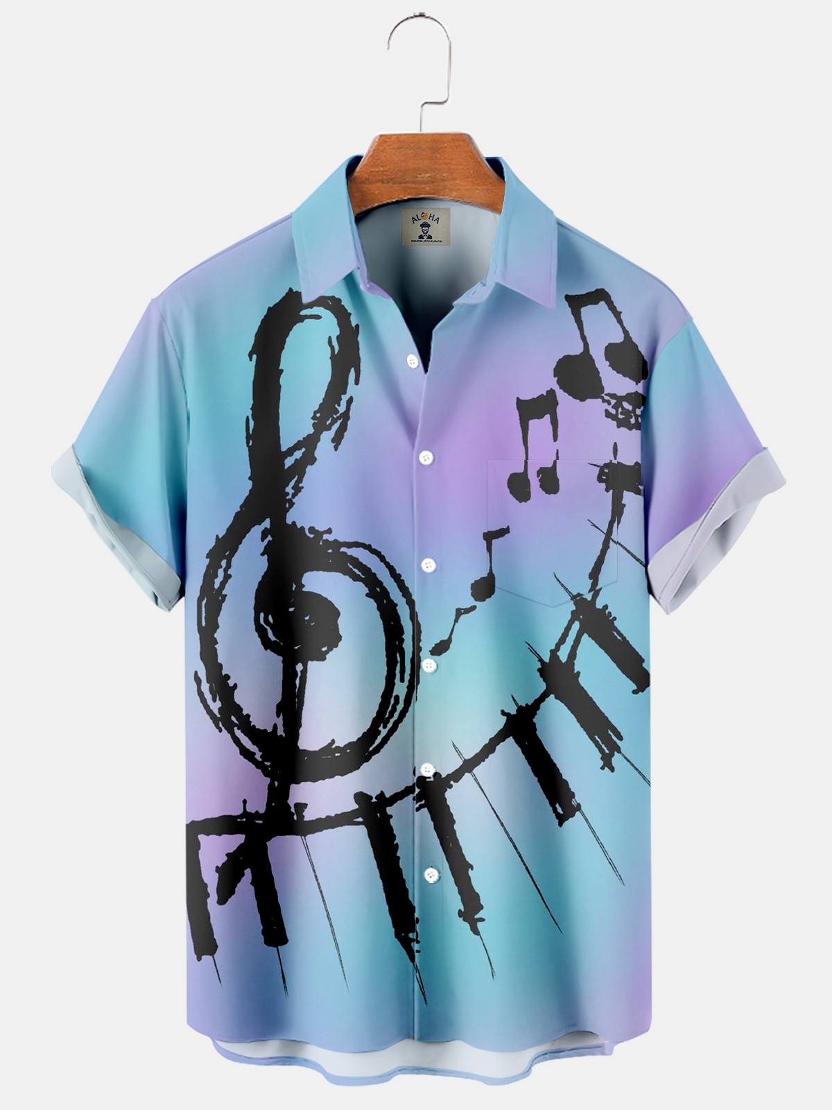 Men's Everyday Smudged Music Notation Print Short Sleeve Comfort Shirt-Garamode
