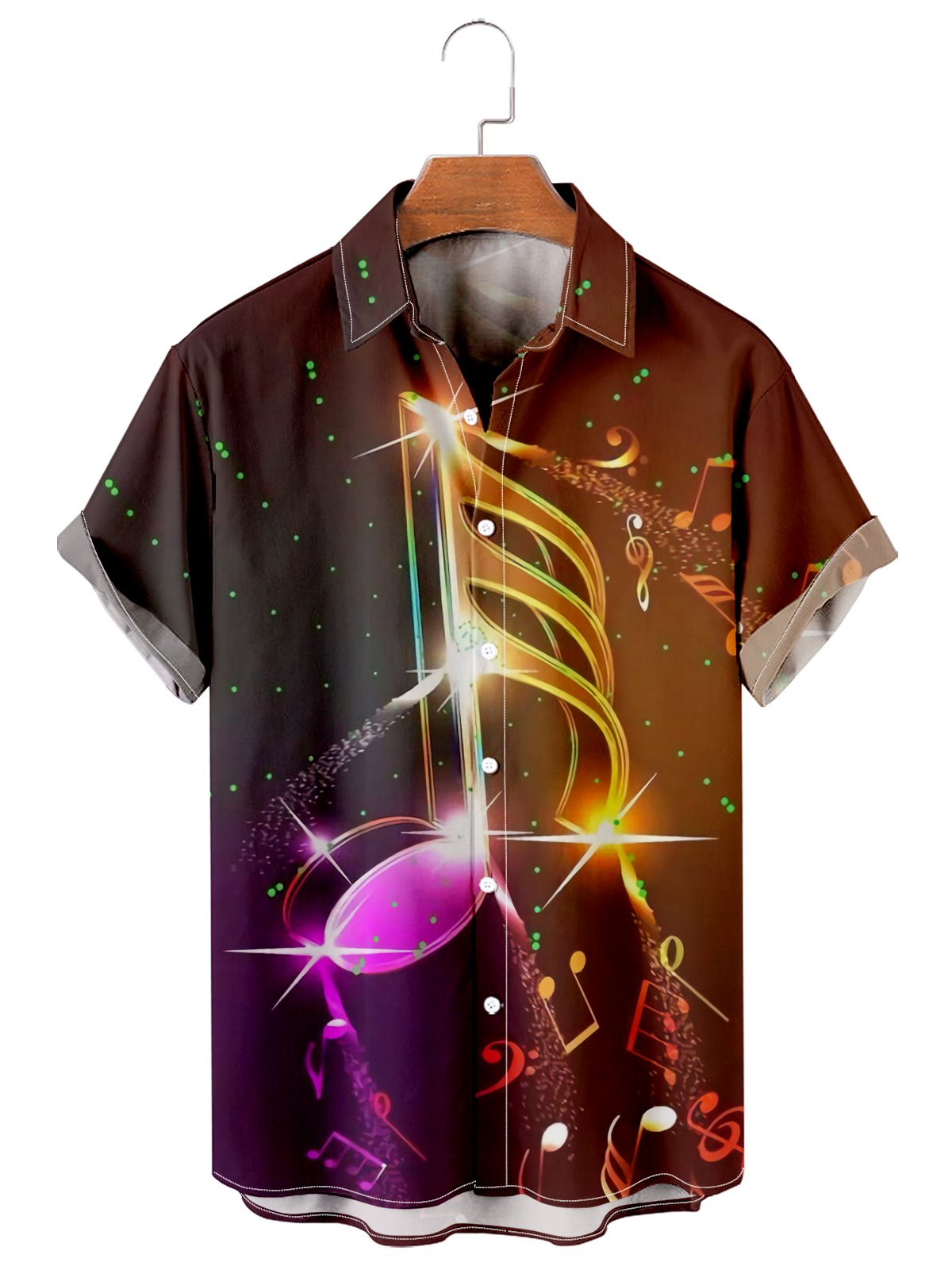 Casual Flash Music Symbol Men's Large Shirt-Garamode