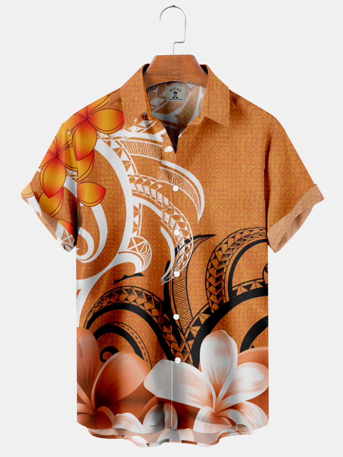 Vintage Hawaiian Ethnic Print Pocket Short Sleeve Shirt-Garamode