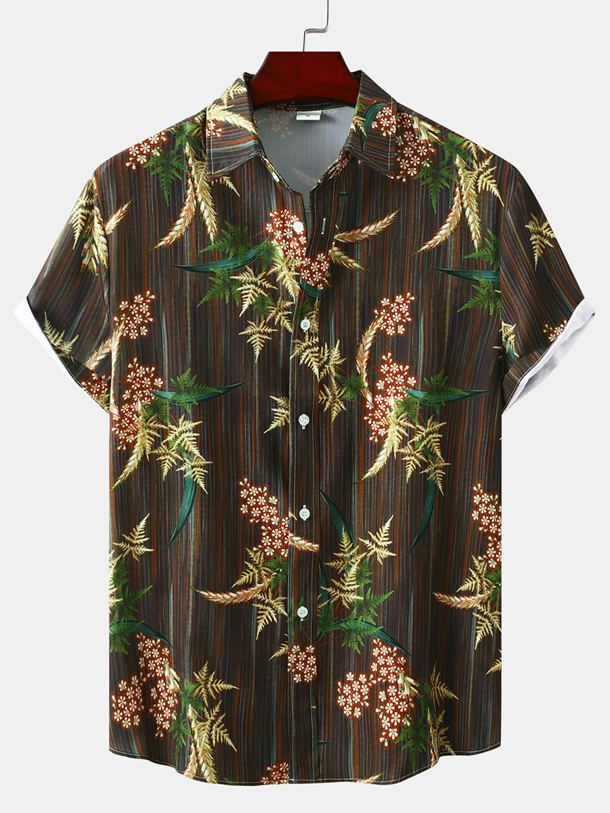 Hawaiian Print Casual Loose Men's Oversized Short Sleeve Shirt-Garamode