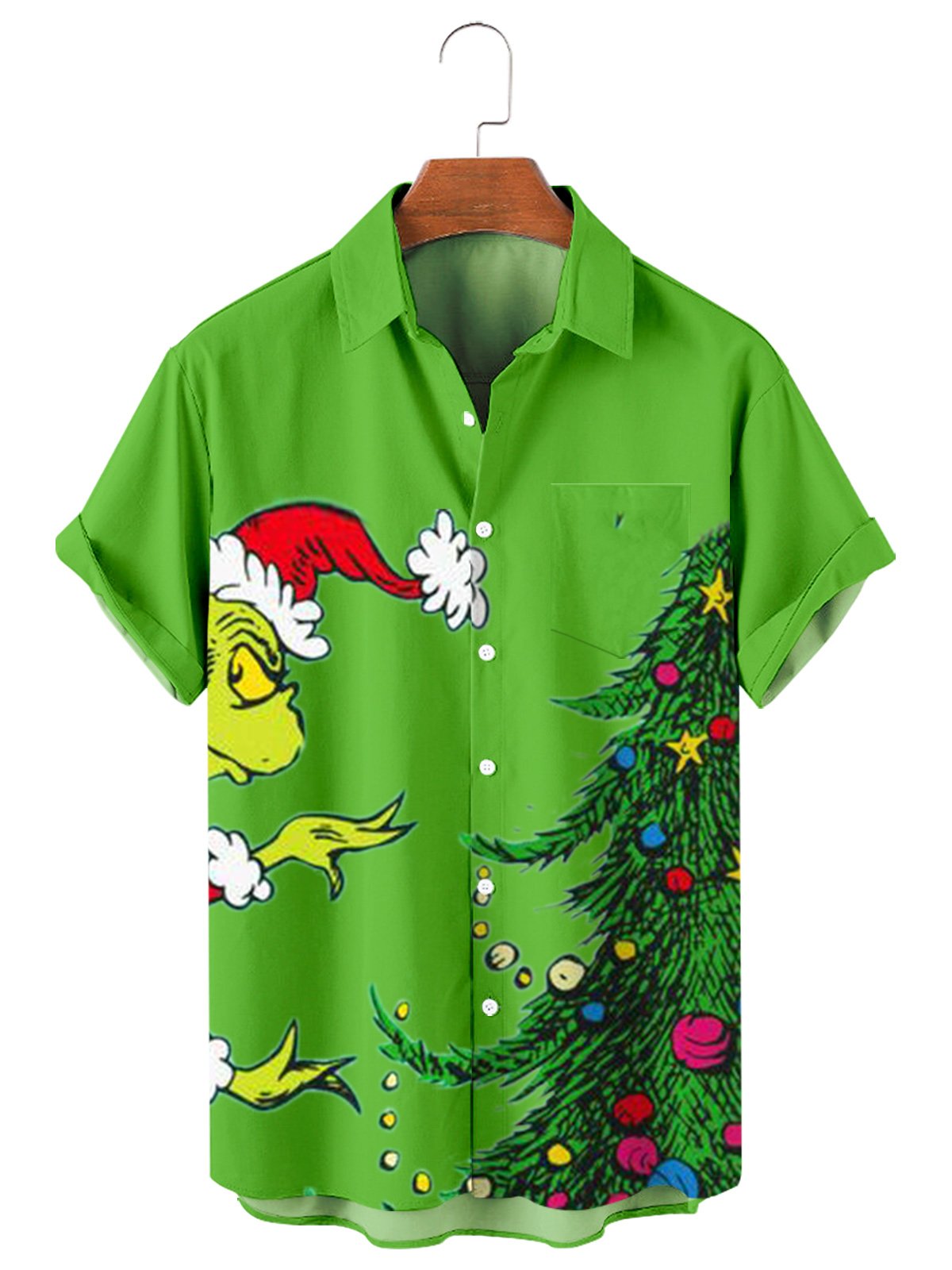 Christmas Series Men's large Casual Short Sleeve Shirt-Garamode