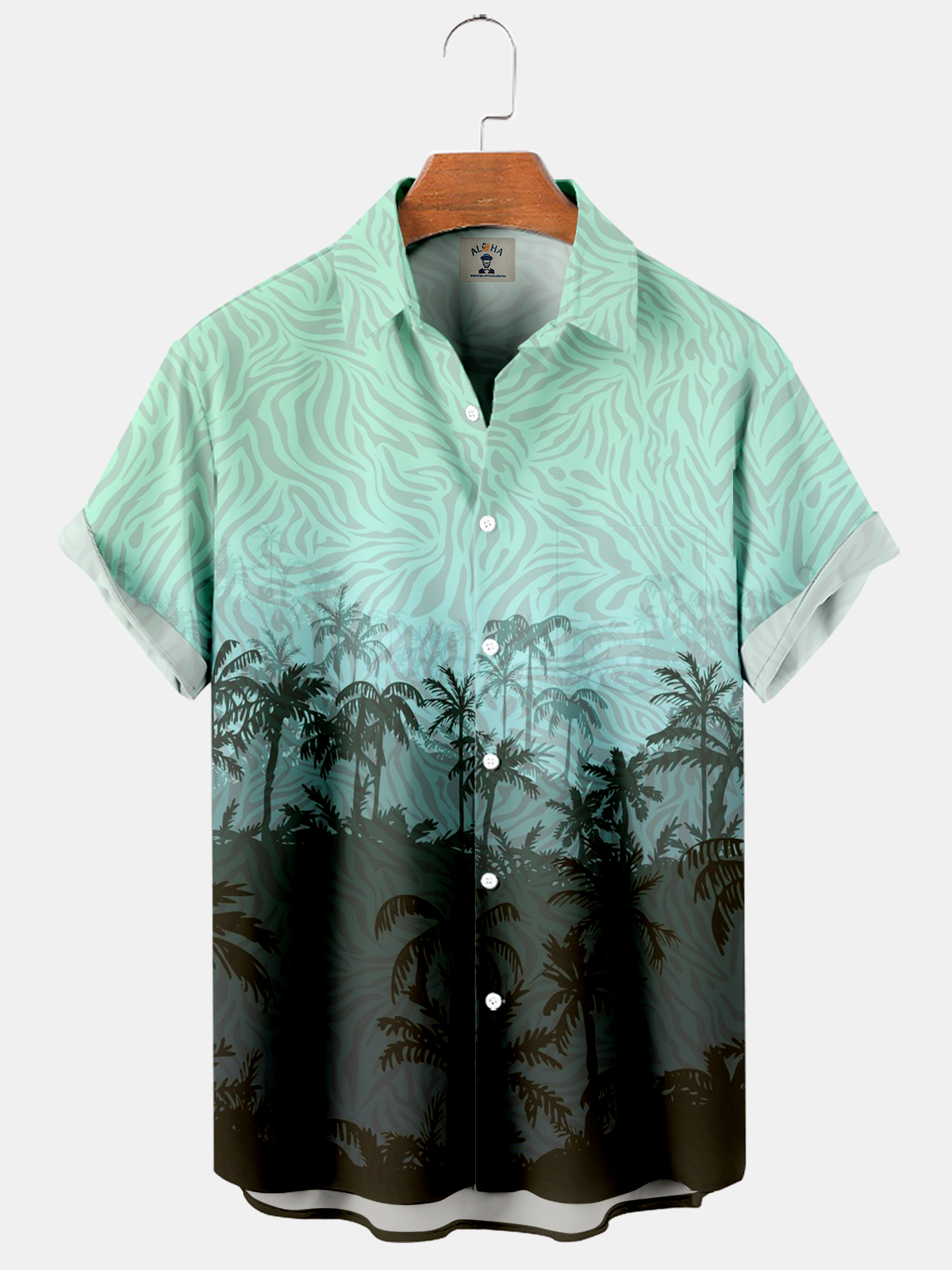 Men's Hawaiian Gradient Coconut Short Sleeve Shirt-Garamode