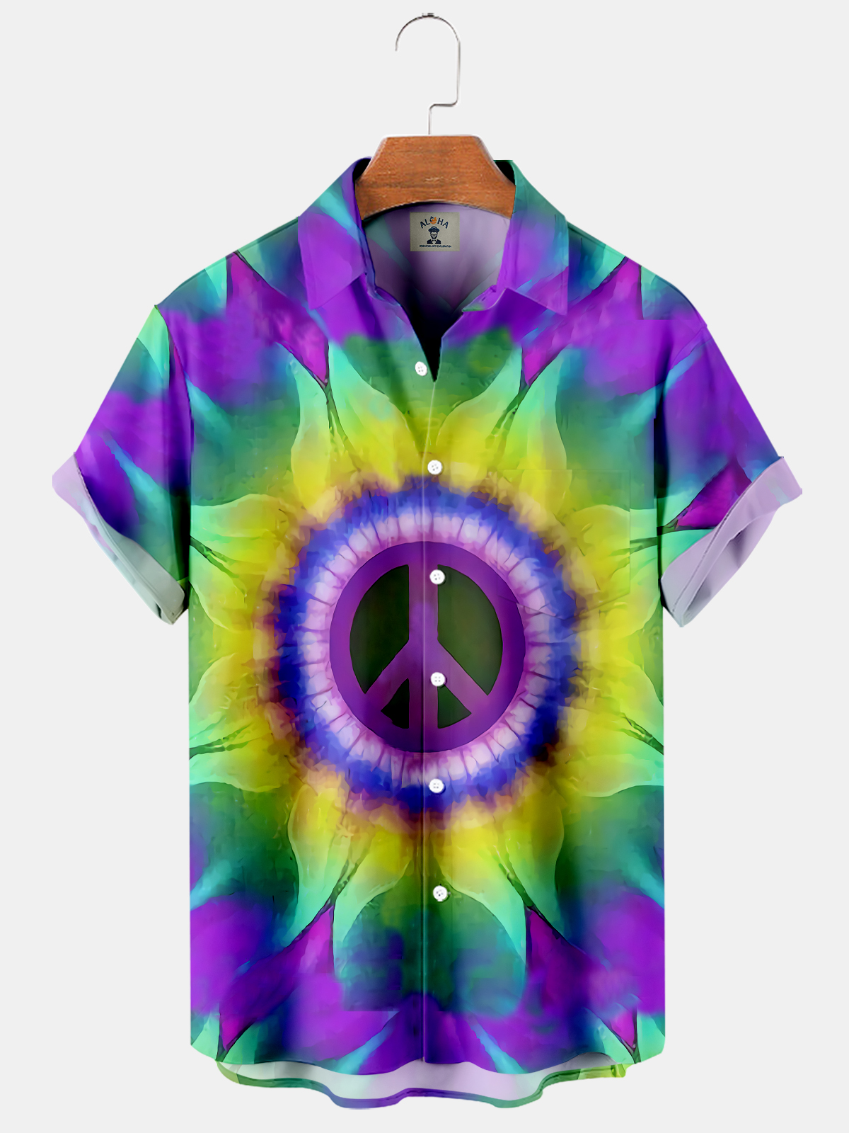 Men's Hawaiian Hippie Sunflower Print Short Sleeve Shirt-Garamode