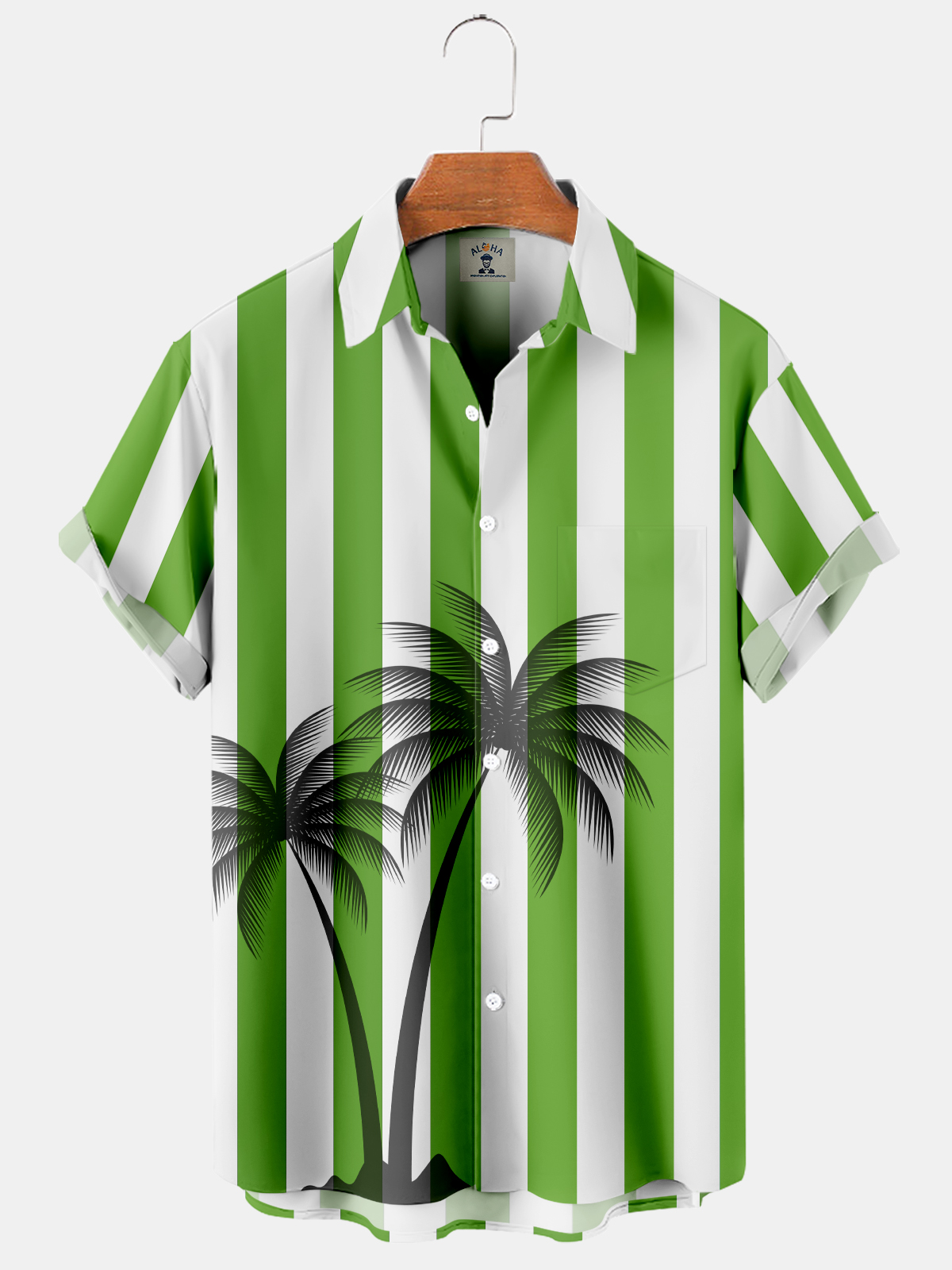 Men's Casual Hawaiian Stripe Coco Print Short Sleeve Shirt-Garamode