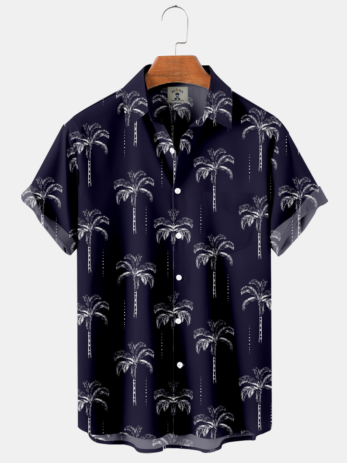 Men's Hawaiian Palm Print Short Sleeve Shirt-Garamode