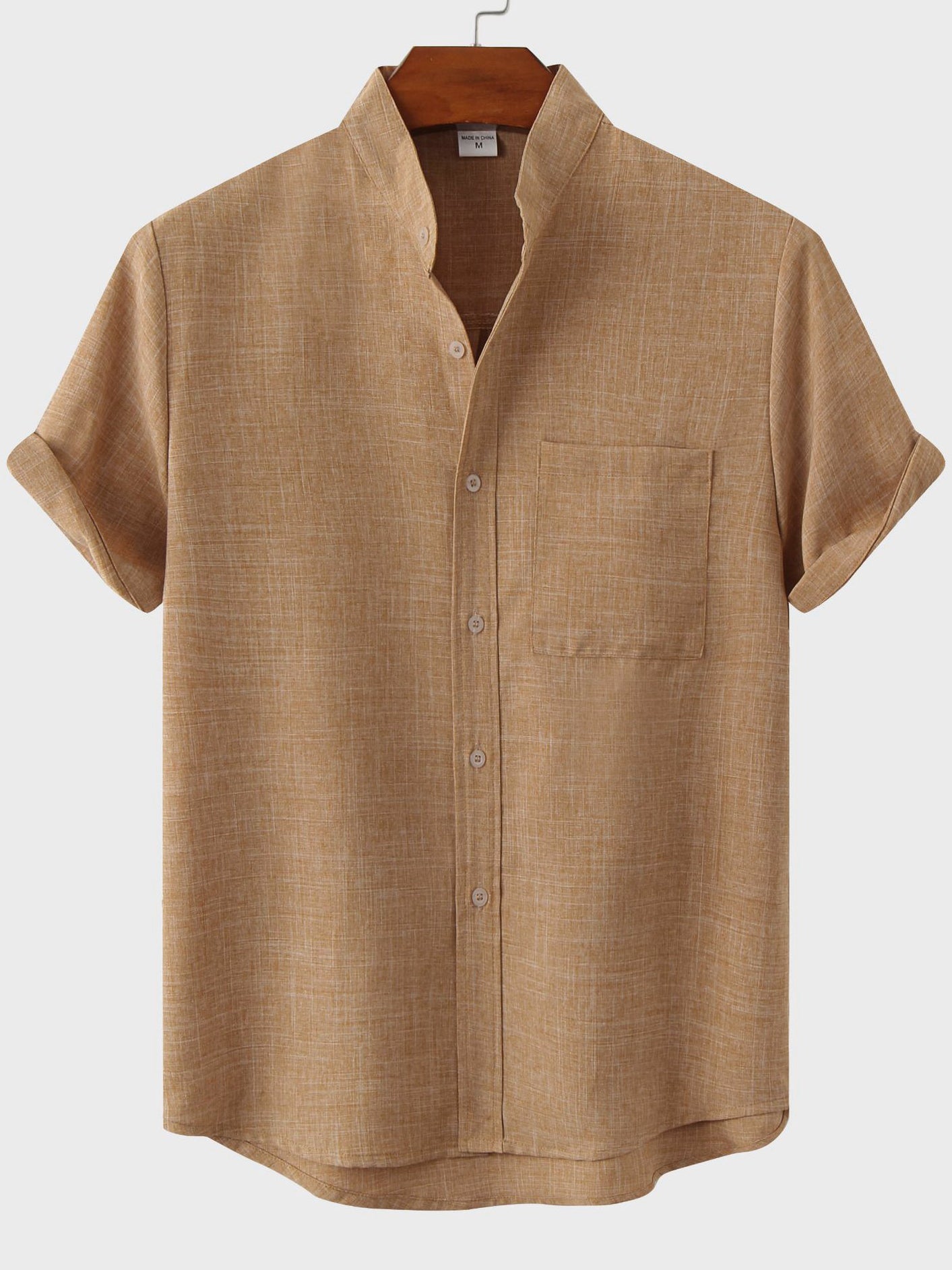 Men's Casual Simple Stand Collar Large Size Shirt-Garamode