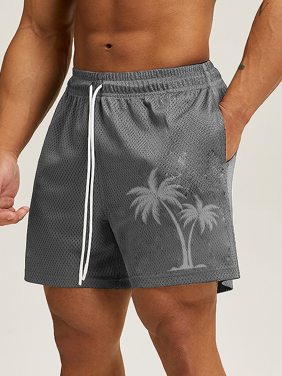 Men's Casual Hawaiian Palm Tree Board Shorts-Garamode