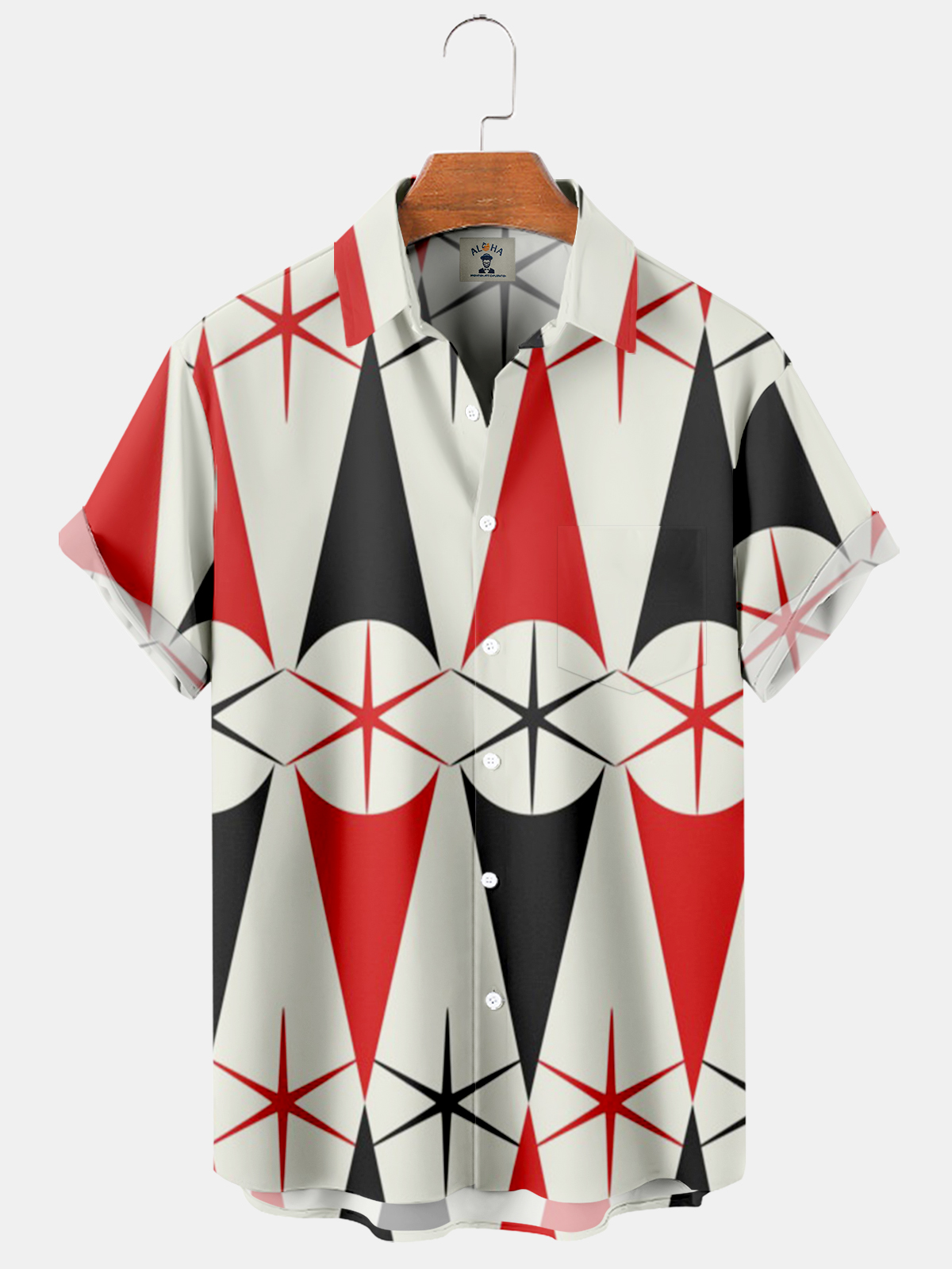 Men's 60's Mid-Century Geometry Vintage Print Classic Short Sleeve Shirt-Garamode