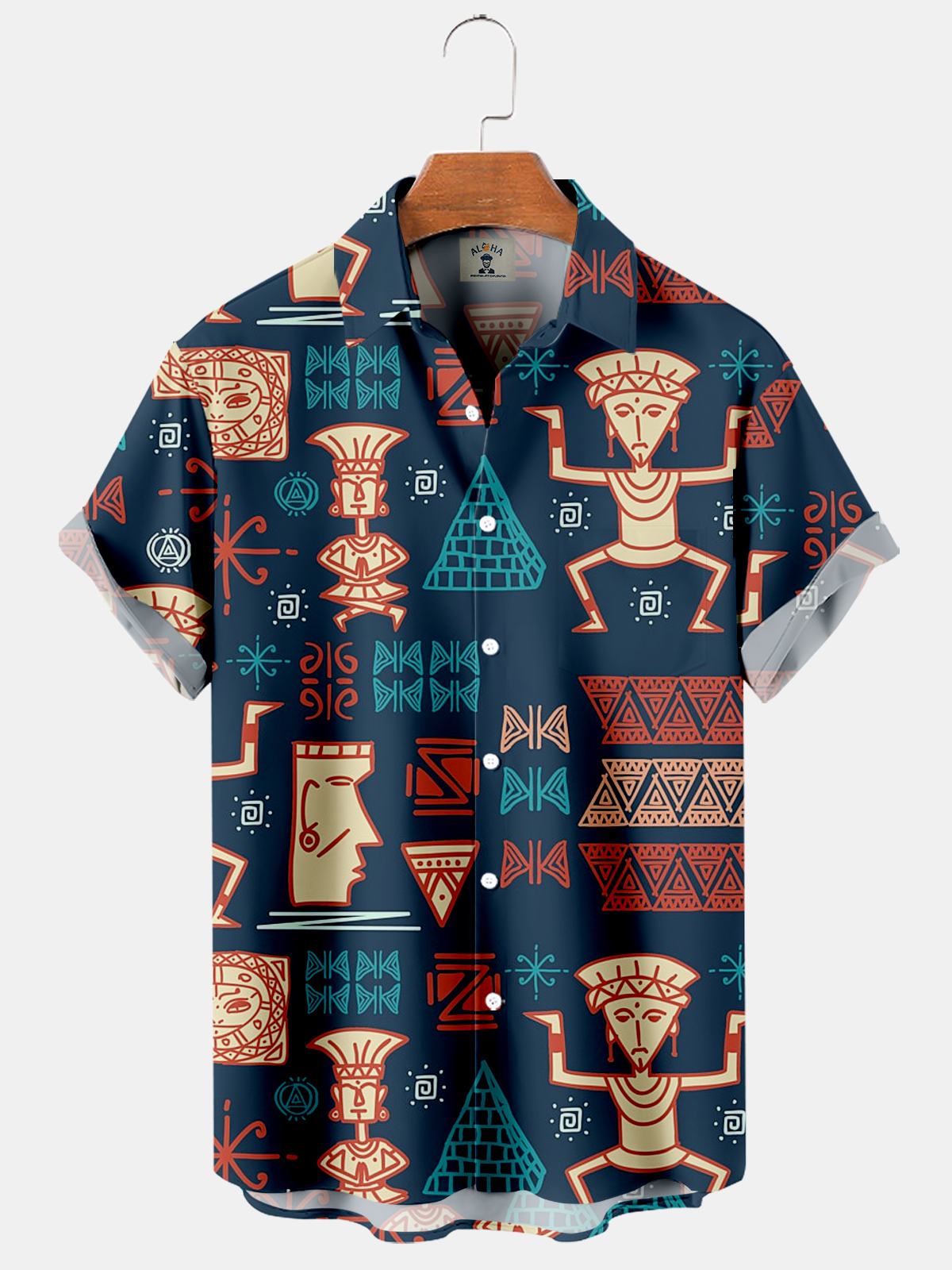 Men's Fun Vintage Totem Print Short Sleeve Shirt-Garamode