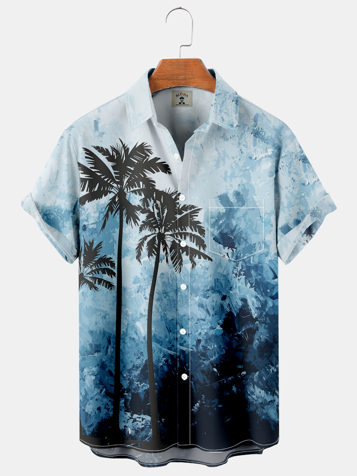 Oil Painting Coconut Tree Print Short Sleeve Shirt-Garamode