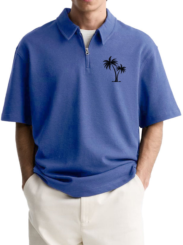 Men's Casual Basic Coconut Print Short Sleeve Polo Shirt