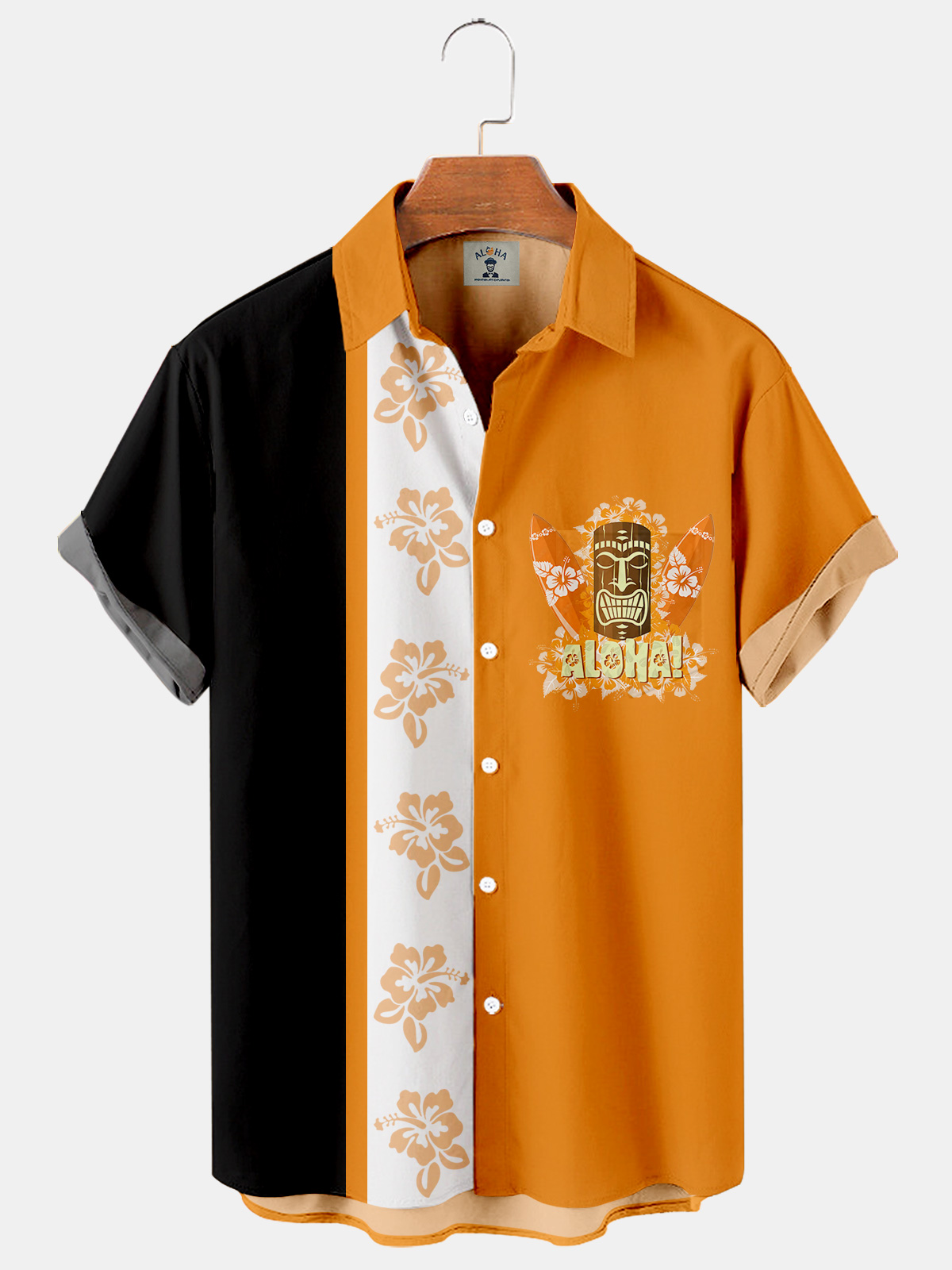 Men's Hawaiian TIKI Print Casual Loose Oversized Short Sleeve Shirt-Garamode
