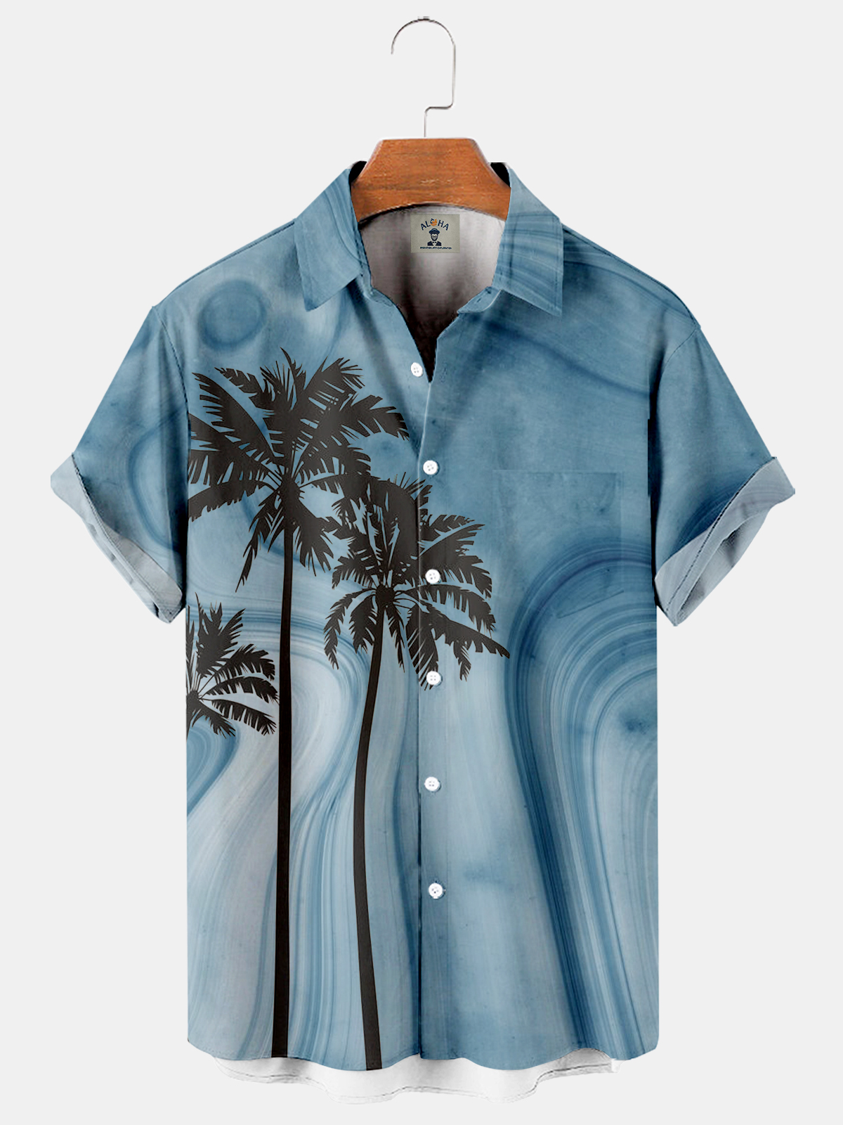Coconut Printing Casual Loose Men's Large Size Short Sleeve Shirt-Garamode