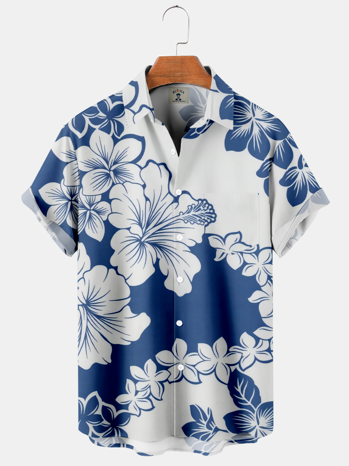 Men's Hawaiian Floral Contrast Print Short Sleeve Shirt-Garamode