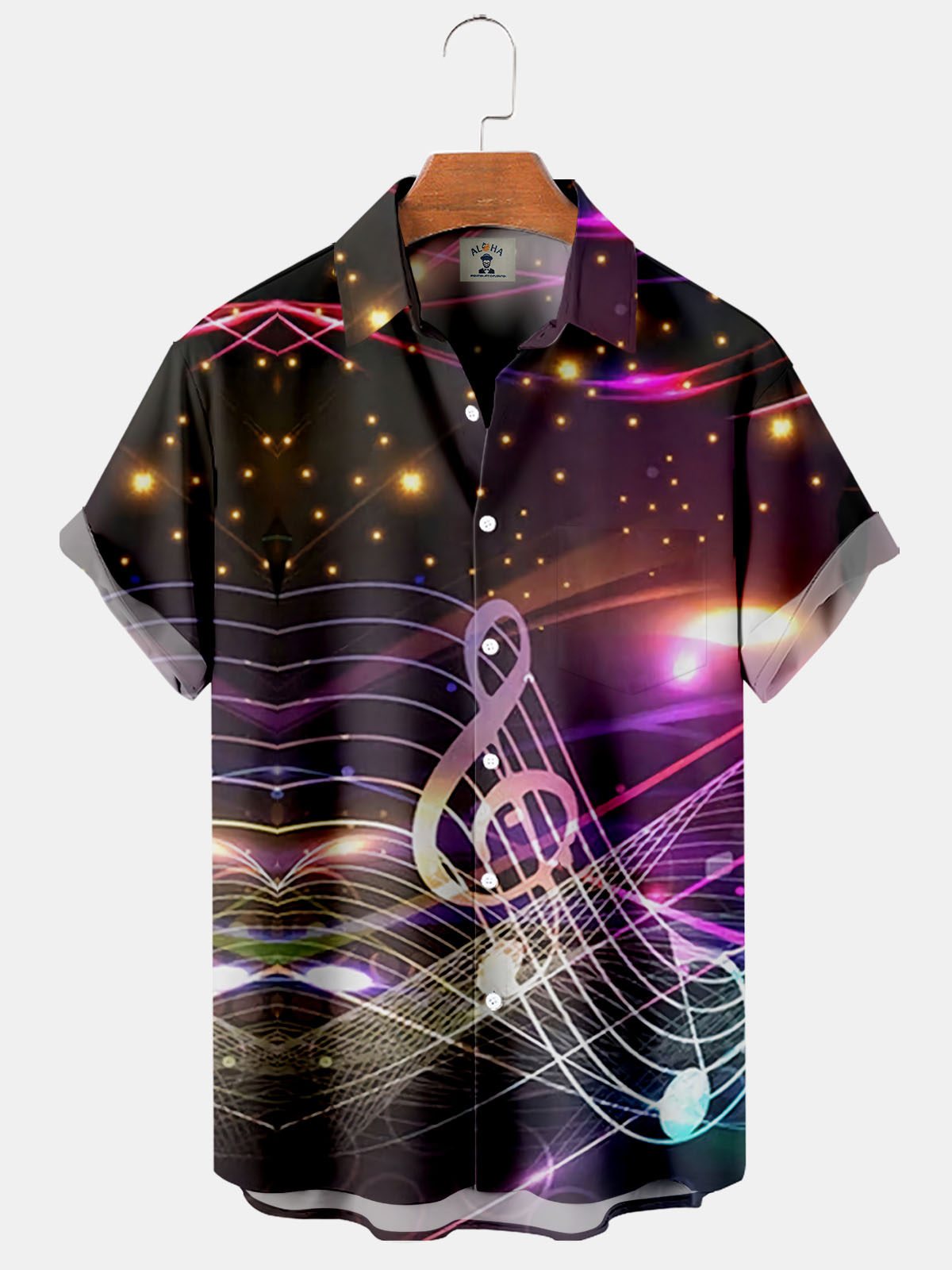Men's Music Cool Print Comfortable Casual Short Sleeve Shirt-Garamode