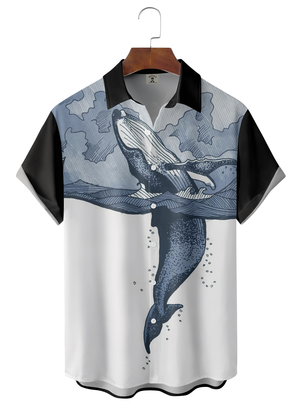 Whale Casual Loose Men's Short-Sleeved Shirt-Garamode