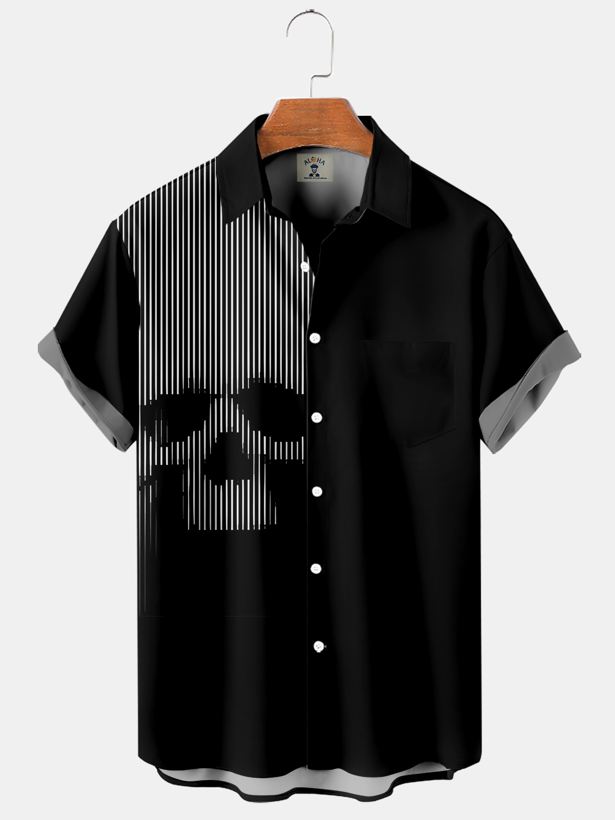 Men's Fun  Skull Print Casual Short Sleeve Shirt-Garamode