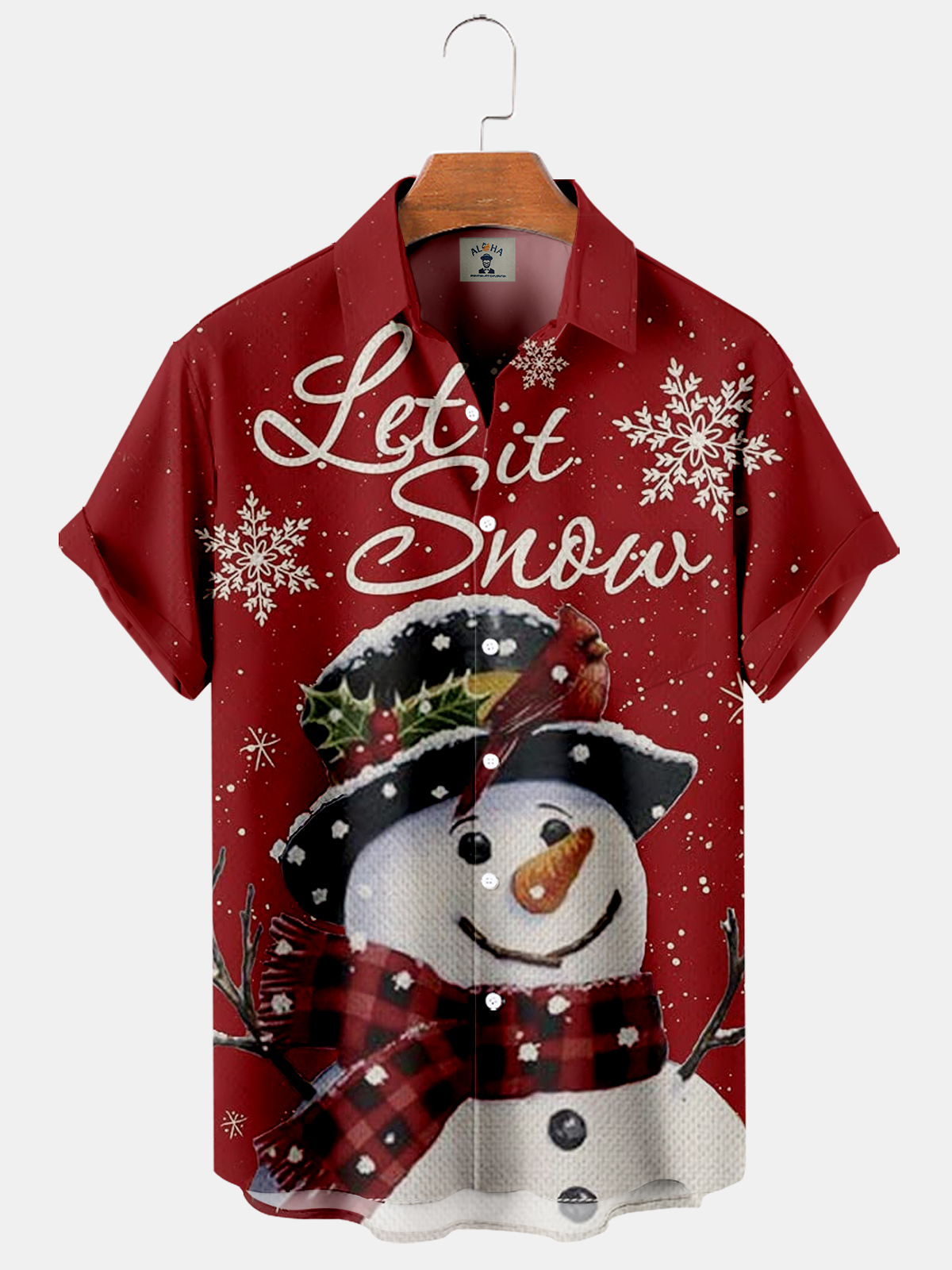 Men's Snowman Christmas Print Short Sleeve Shirt-Garamode