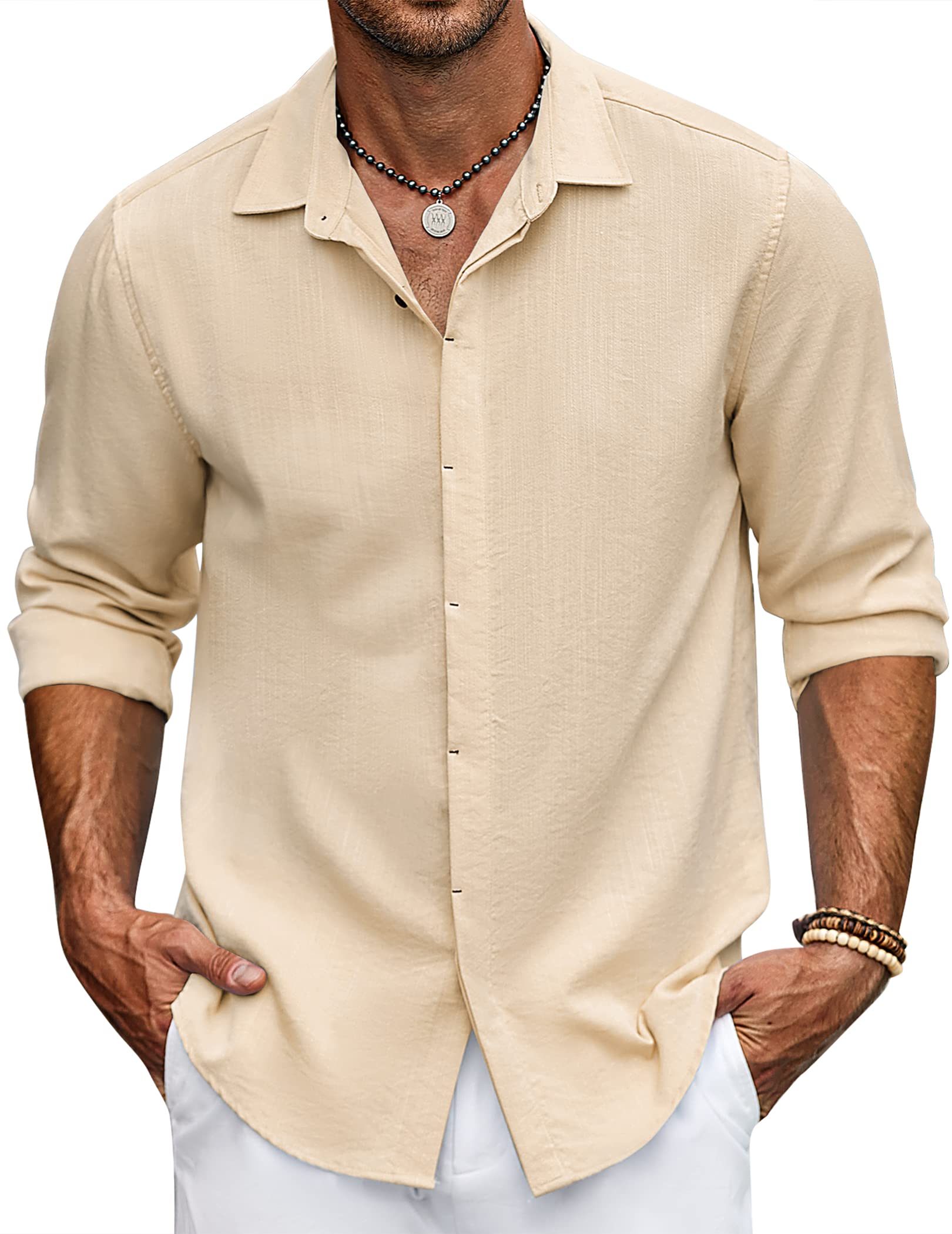 Men's Basic Simple Casual Solid Color Long Sleeve Shirt-Garamode
