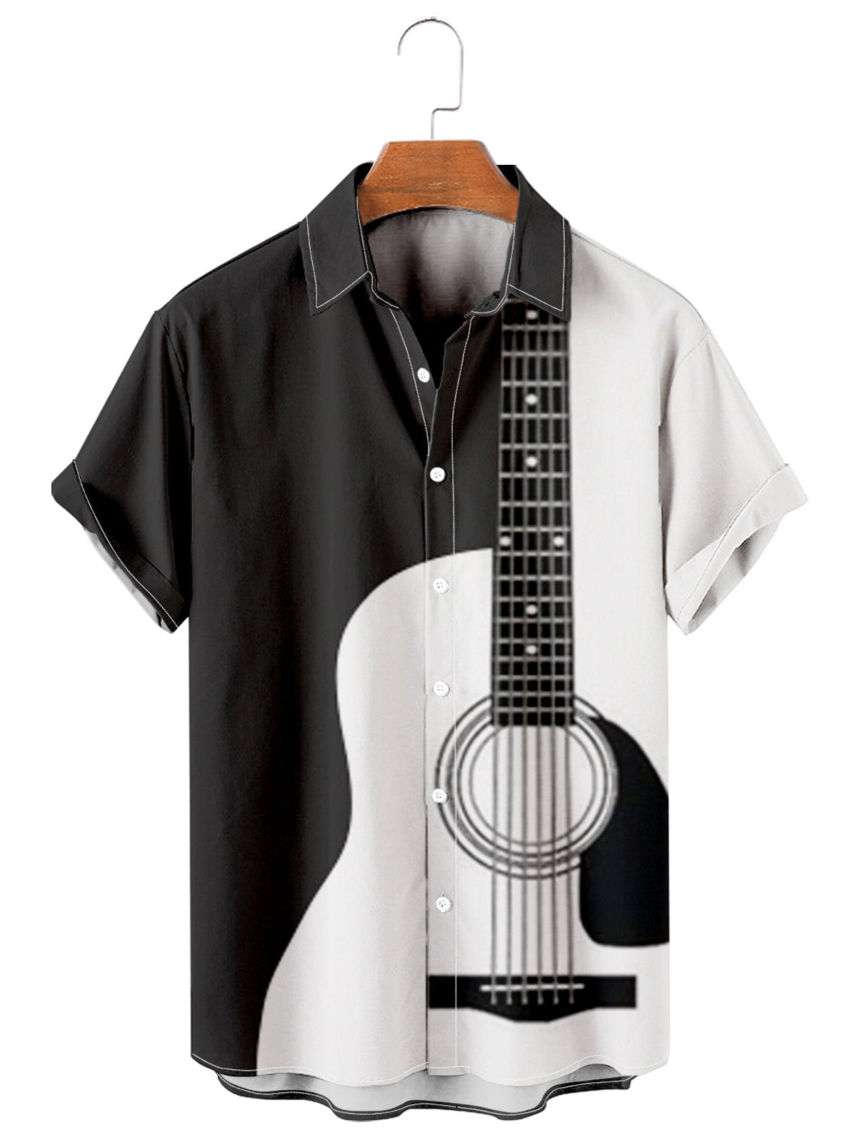 Music Casual Loose Men's Large Size Short Sleeve Shirt-Garamode