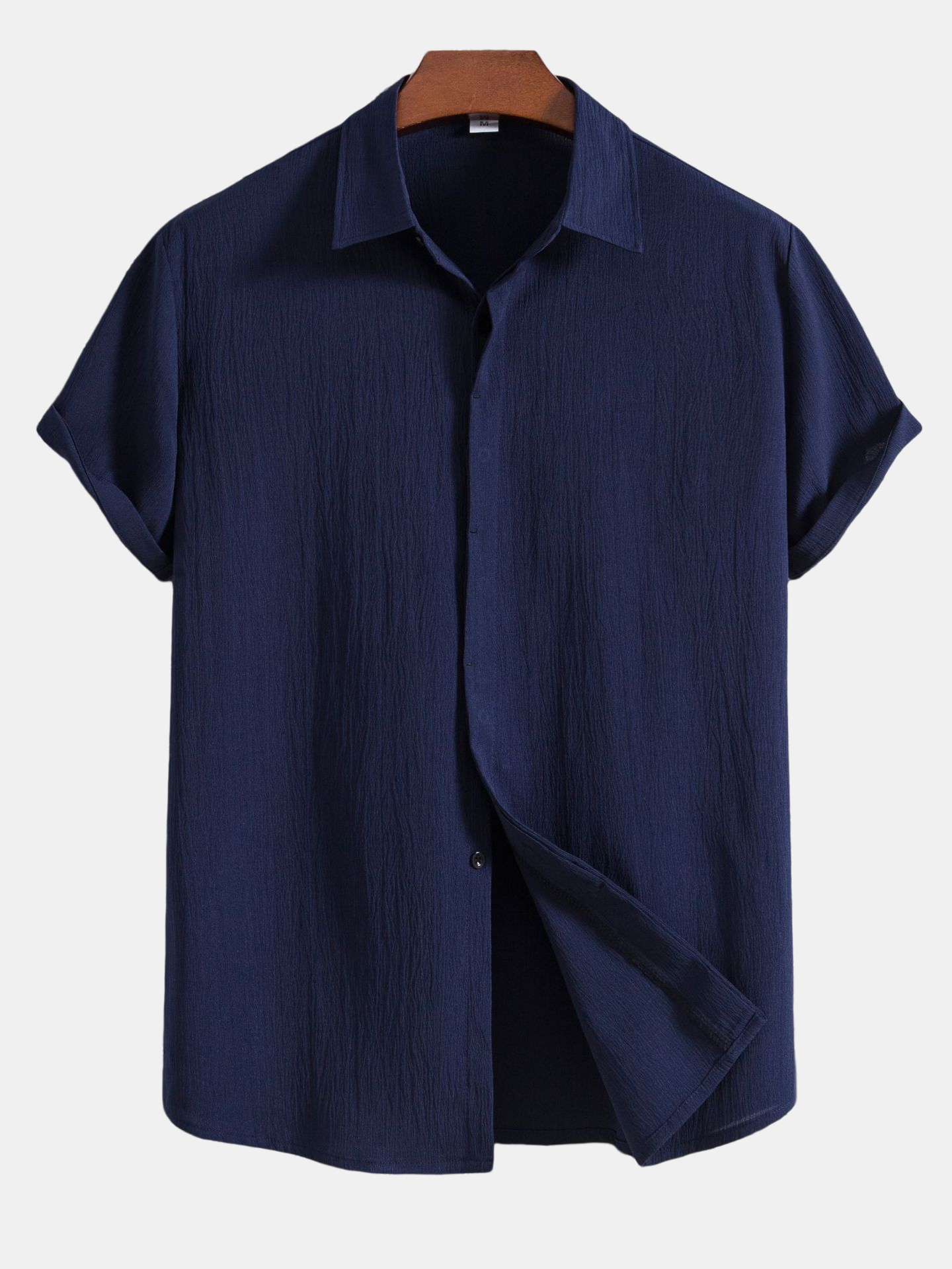 Men's Casual Loose Solid Color Button Short Sleeve Cotton Linen Shirt-Garamode