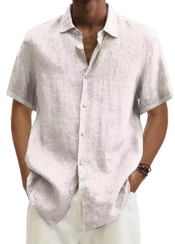 Men's Simple Solid Color Casual Short Sleeve Shirt-Garamode