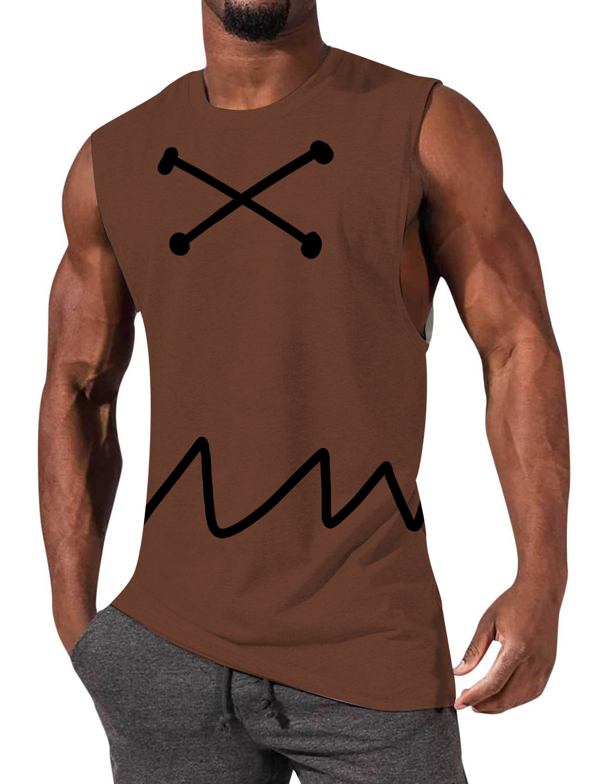 Men's Casual Retro Cartoon Print Sleeveless Comfortable T-Shirt-Garamode