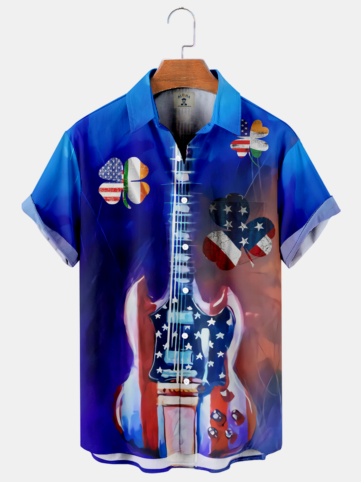Guitar And Clover Casual Loose Men's Plus Size Short-Sleeved Shirt-Garamode