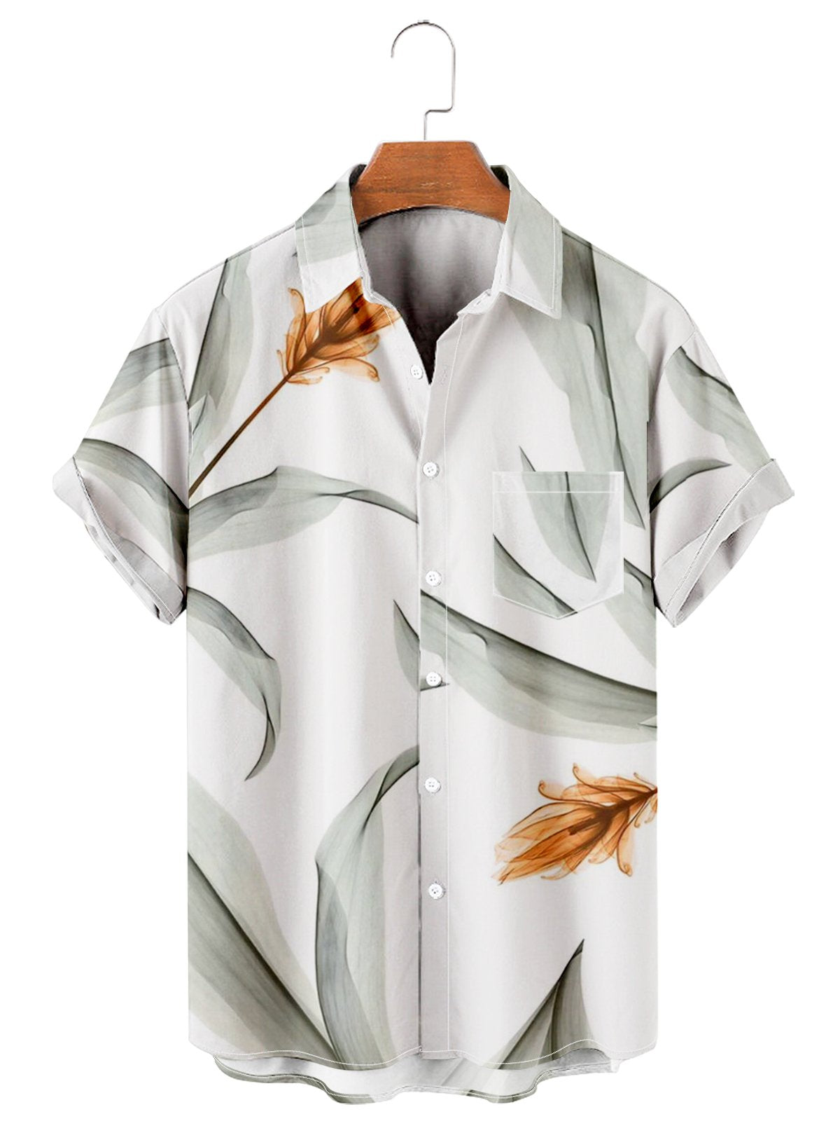 Casual Simple Floral Print Men's Large Shirt-Garamode