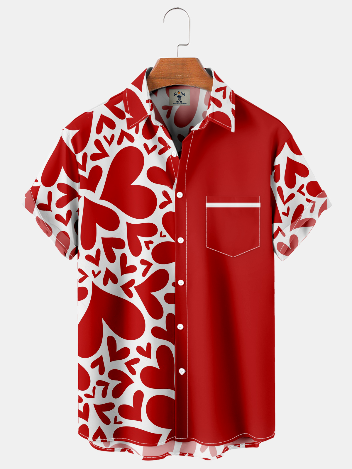 Fashionable Heart Print Casual Short Sleeve Shirt-Garamode