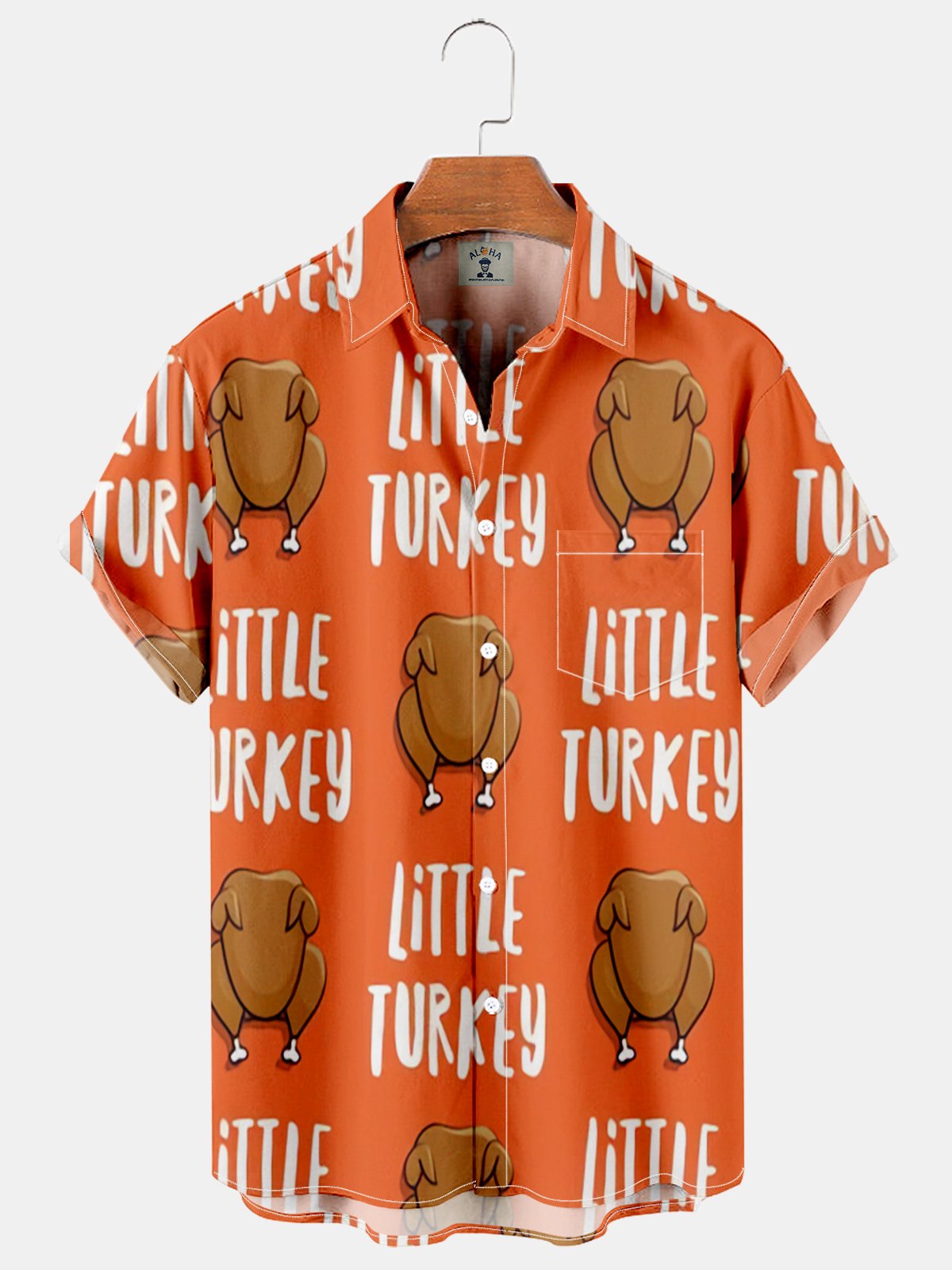 Men's Thanksgiving Themed Turkey Lettering Holiday Short Sleeve Shirt-Garamode