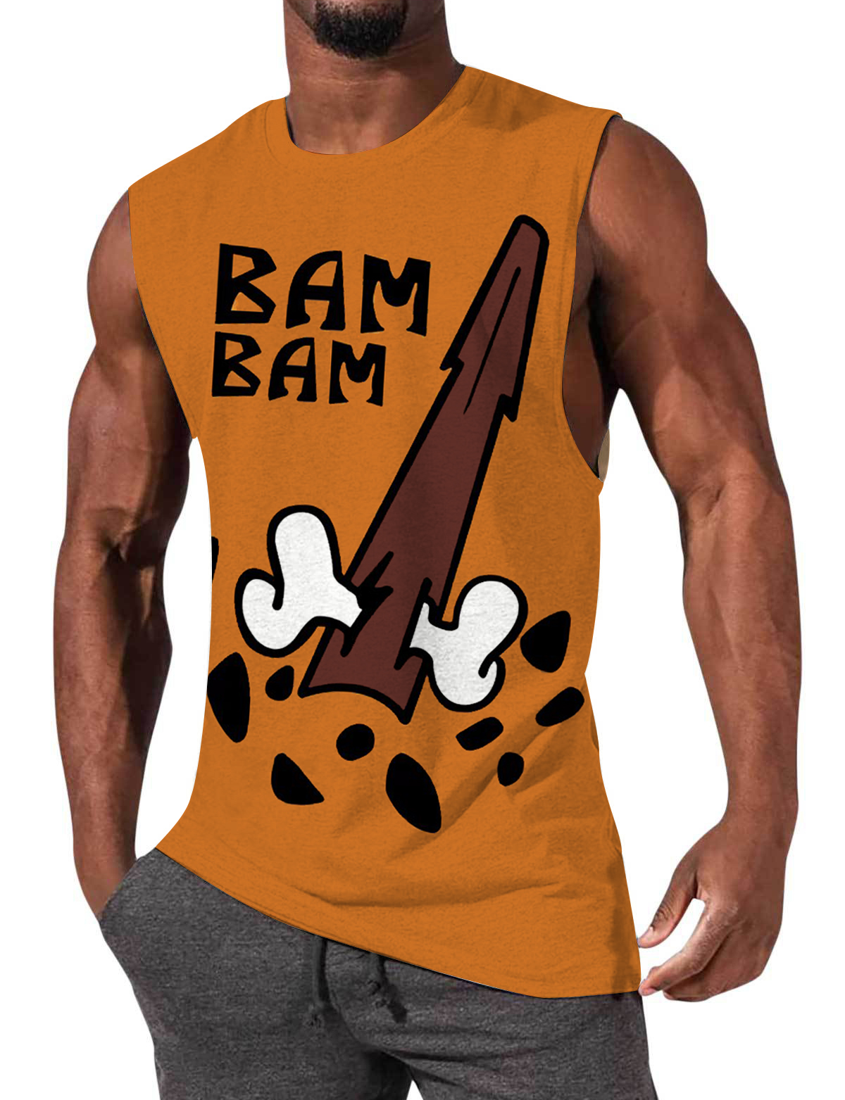 Men's Casual Retro Cartoon Print Sleeveless Comfortable T-Shirt-Garamode